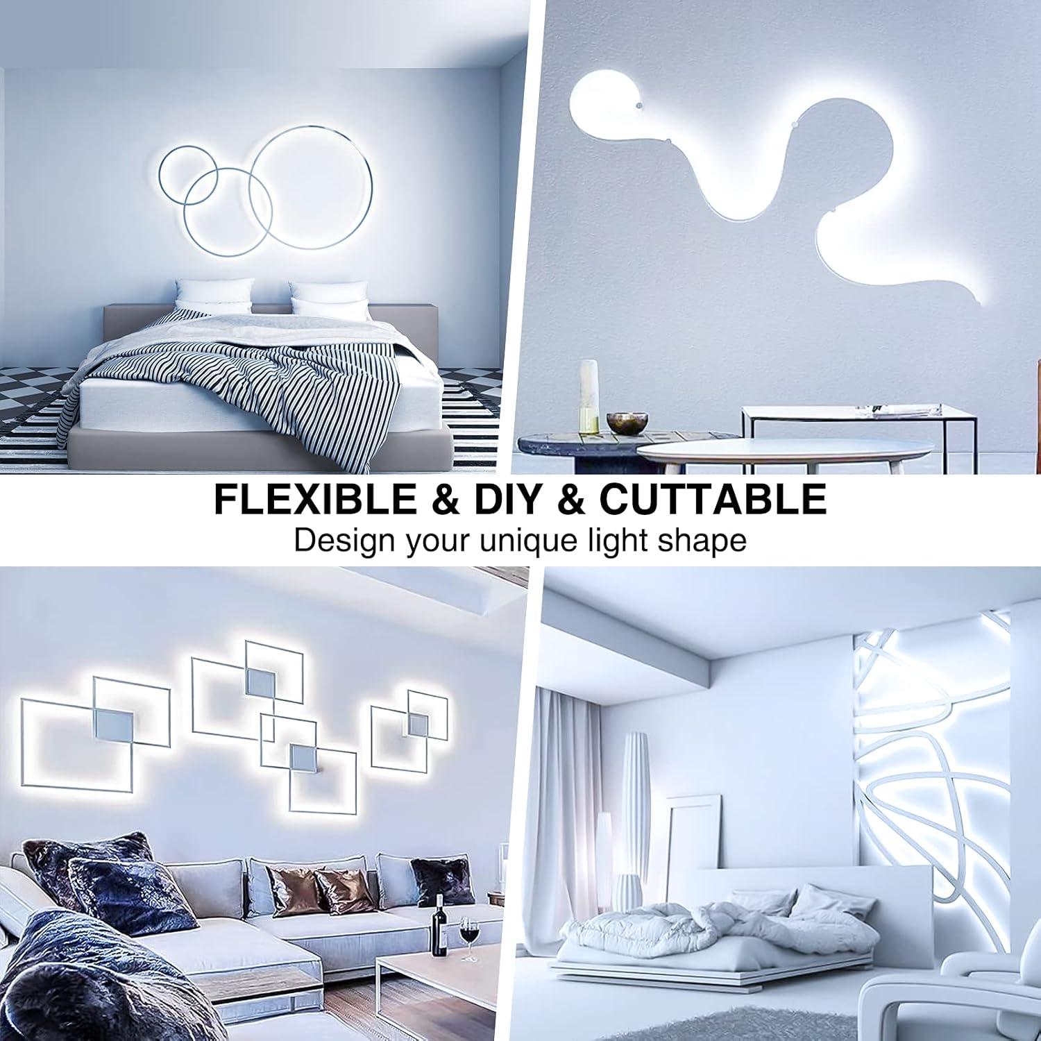 Onforu White LED Strip Lights, 32.8FT 6000K Super Bright Dimmable Tape Light Kit, 600 LEDs Daylight Easter Rope Light, 12V Flexible Strip Lighting for Mirror, Under Cabinet, Home, Bedroom