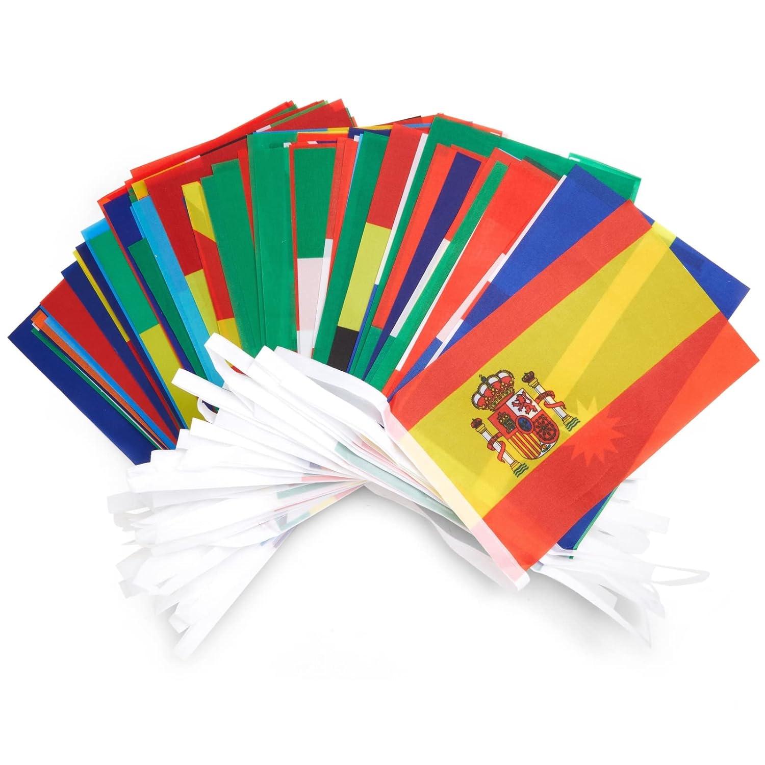 Juvale 80 ft International Flags of the World Banner with 100 Countries, Hanging Multicultural Decorations - 5.2 x 8.2" Flags