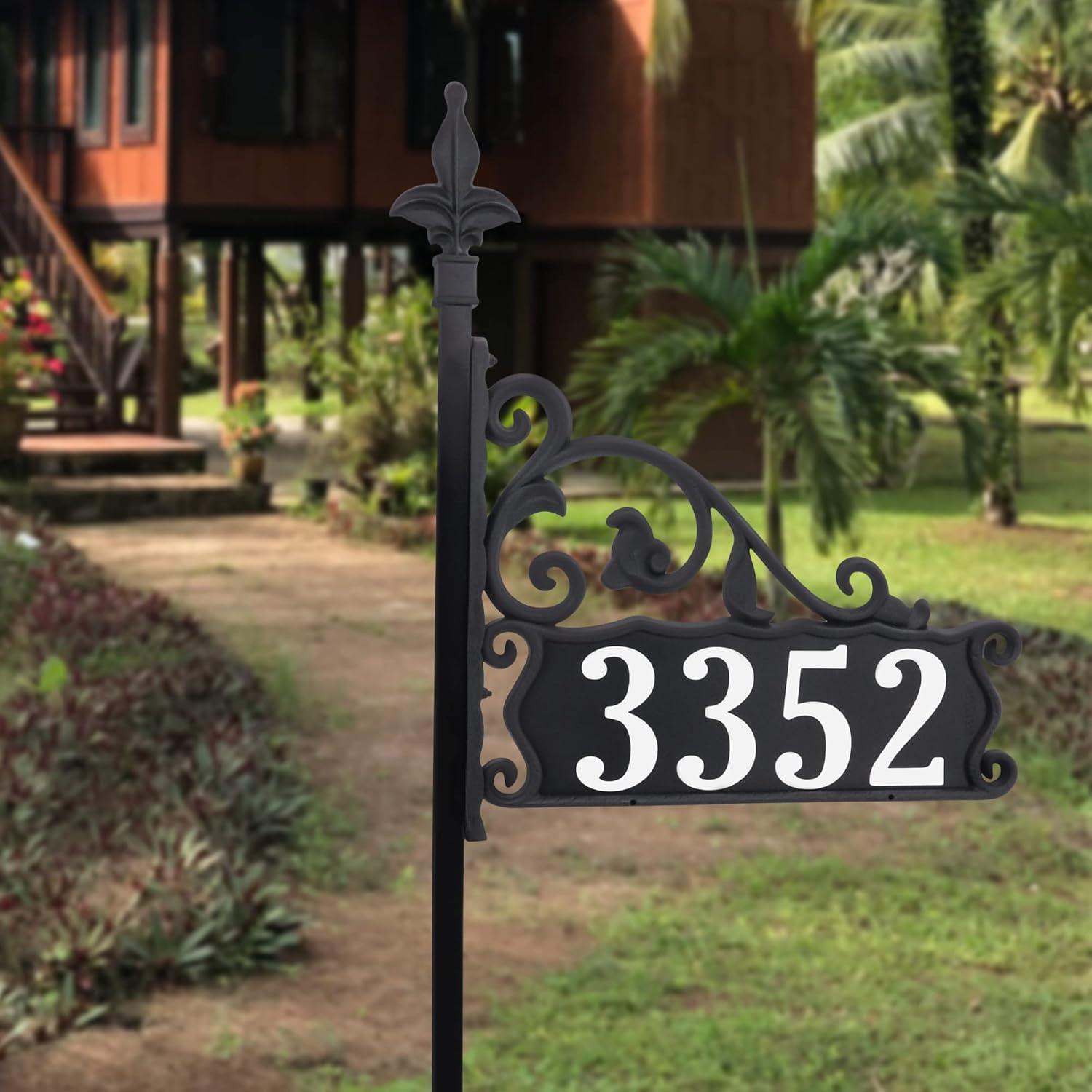 Address America USA HandCrafted, Double-Sided Boardwalk Reflective Address Sign 47" Post