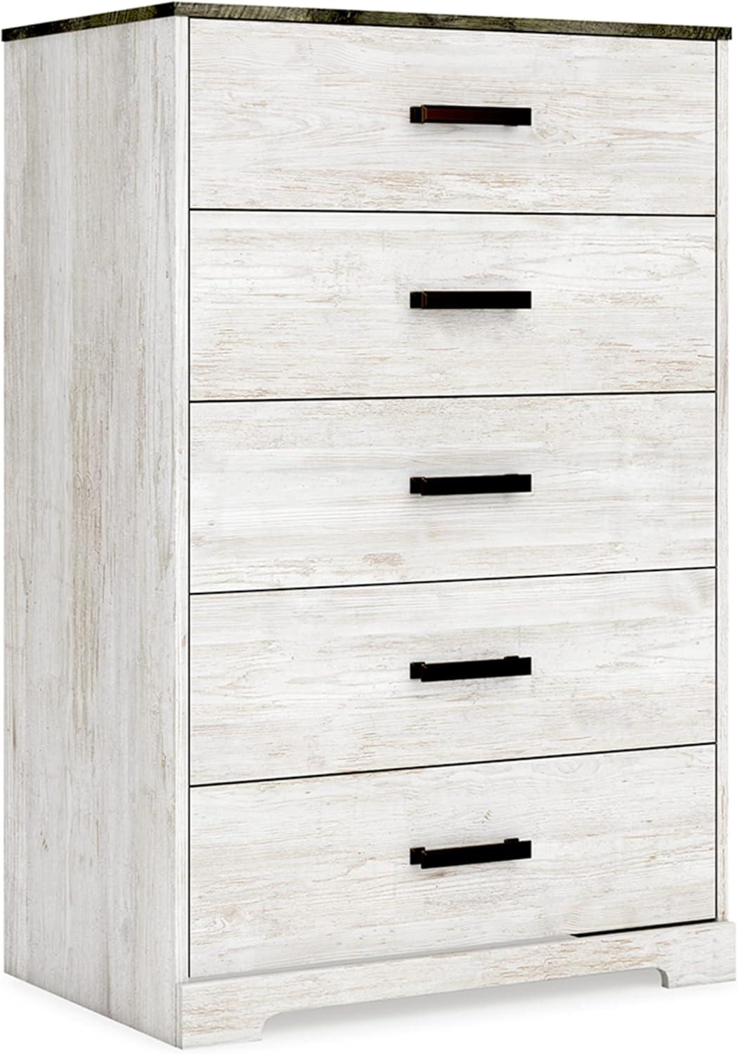 Signature Design by Ashley Casual Shawburn Chest of Drawers, Whitewash/Charcoal Gray