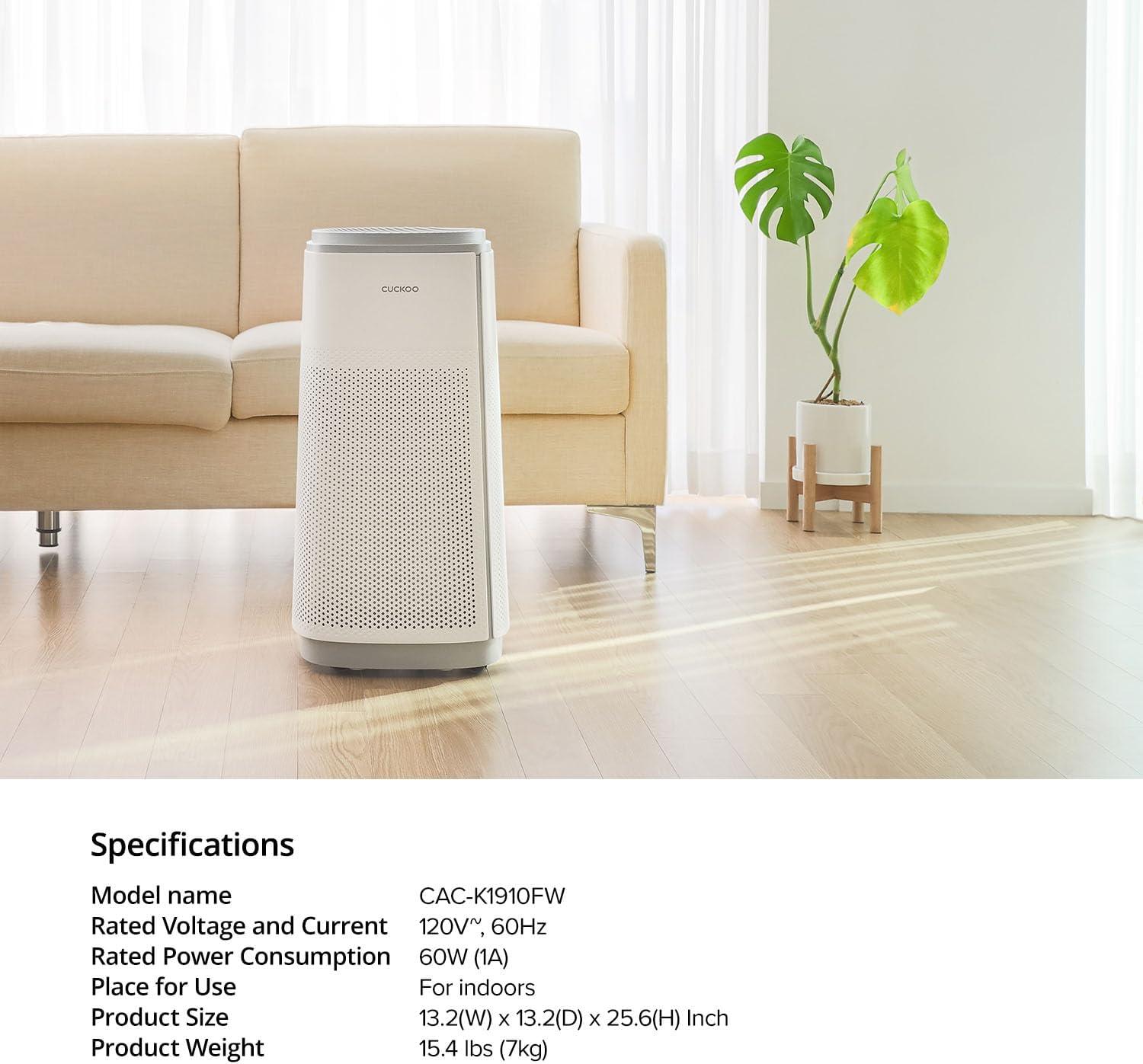 White HEPA Air Purifier with UV-C Light and Carbon Filter