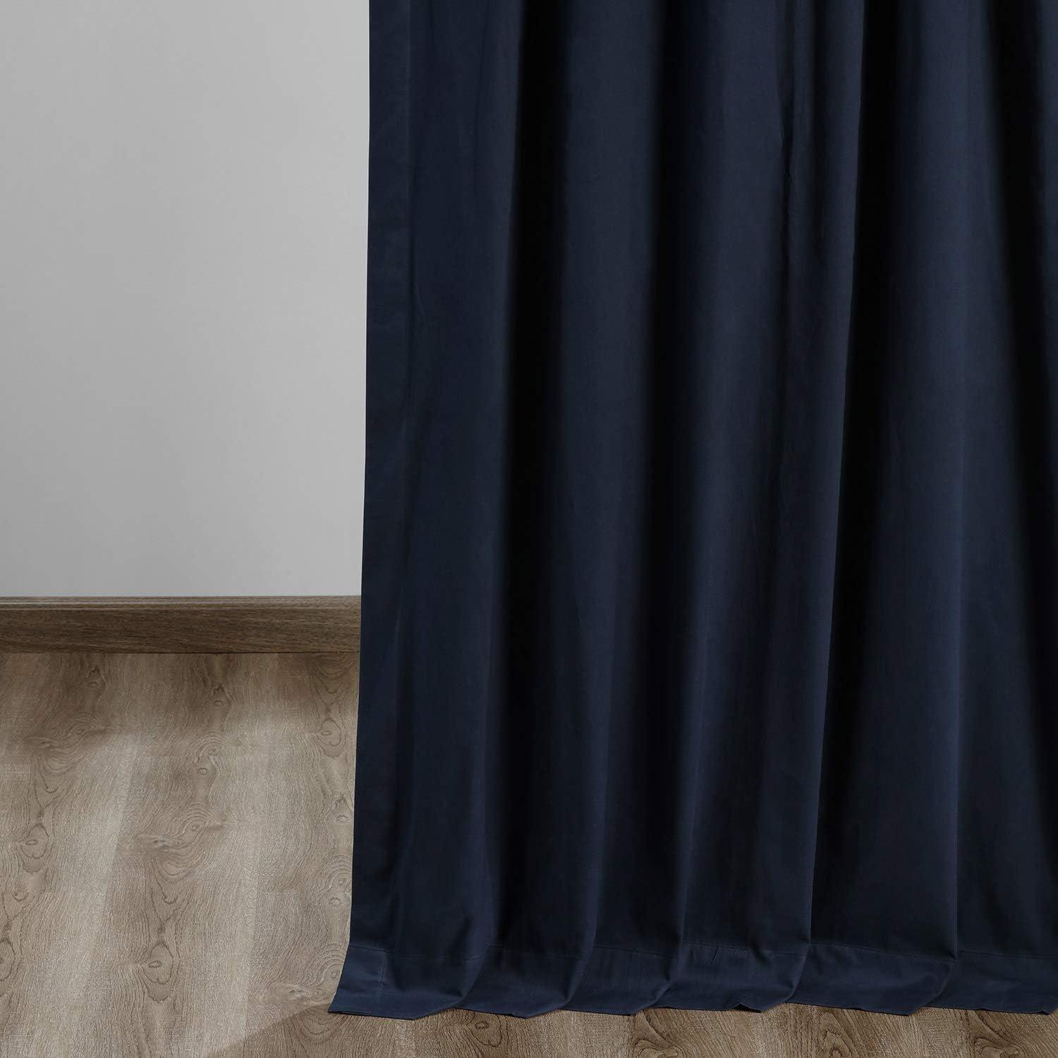 Polo Navy Solid Cotton Blackout Curtain (1 Panel), Polo Navy, 50W X 84L