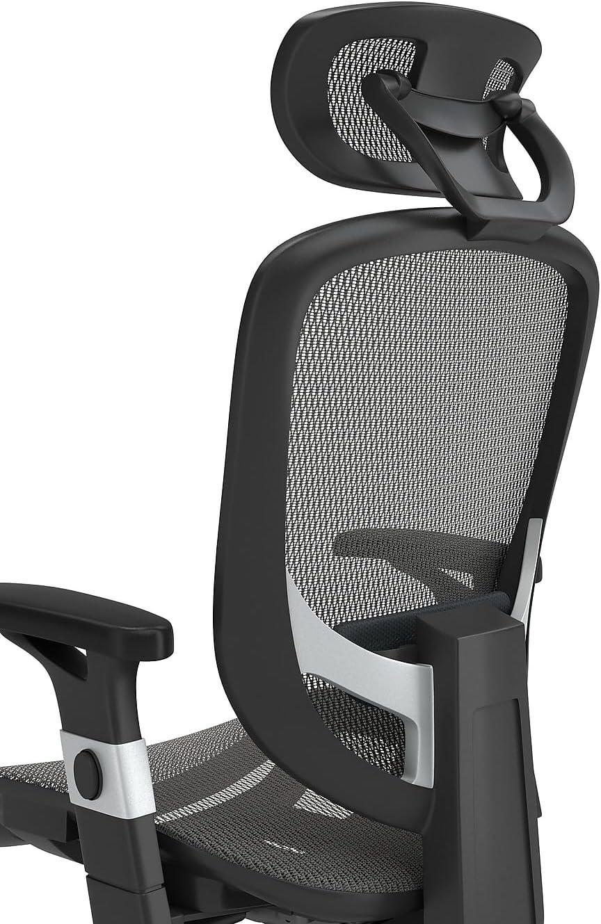 Charcoal Gray Mesh Ergonomic Swivel Task Chair with Adjustable Arms