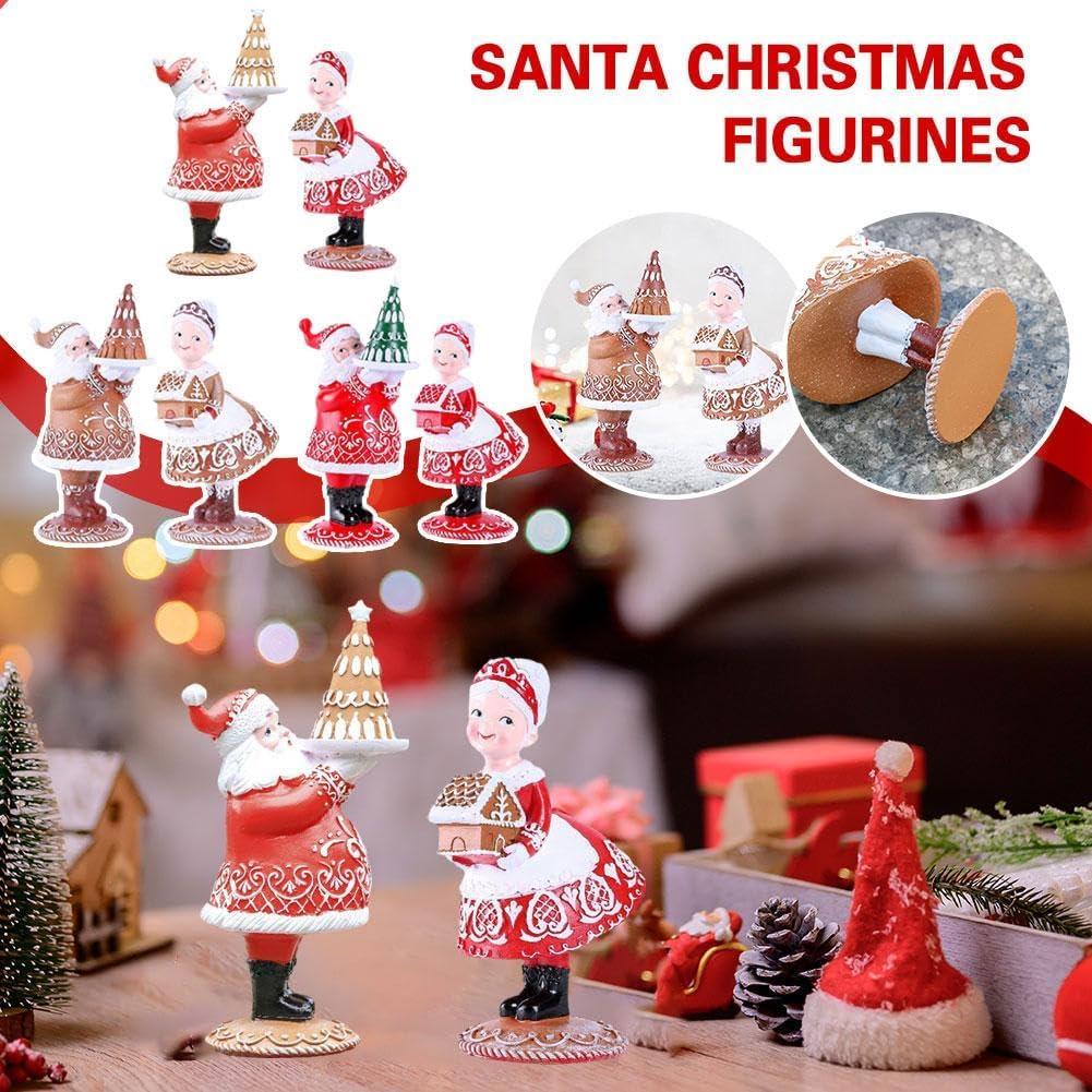 Santa And Mrs.Santa Christmas Figurines Resin Santa Decor Holiday New Heart E8P2