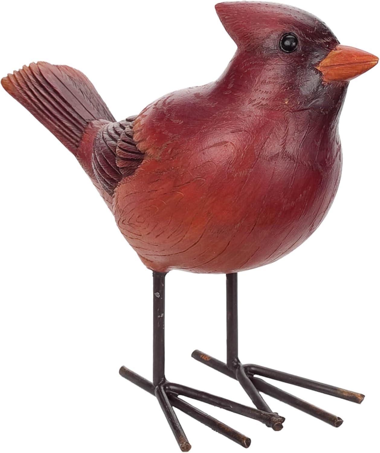 Charming Red Cardinal Resin Figurine for Shelf or Patio