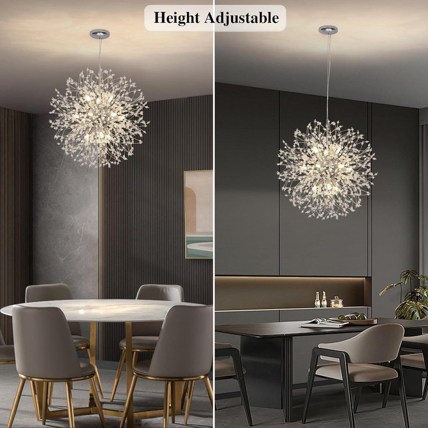 Ambera 12 - Light Dimmable Modern Crystal Dandelion Firework Sputnik Sphere Chandelier