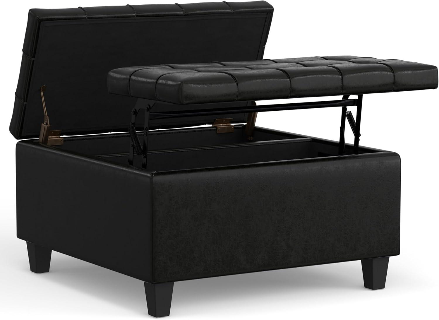 Harrison Small Square Coffee Table Storage Ottoman, Assembled