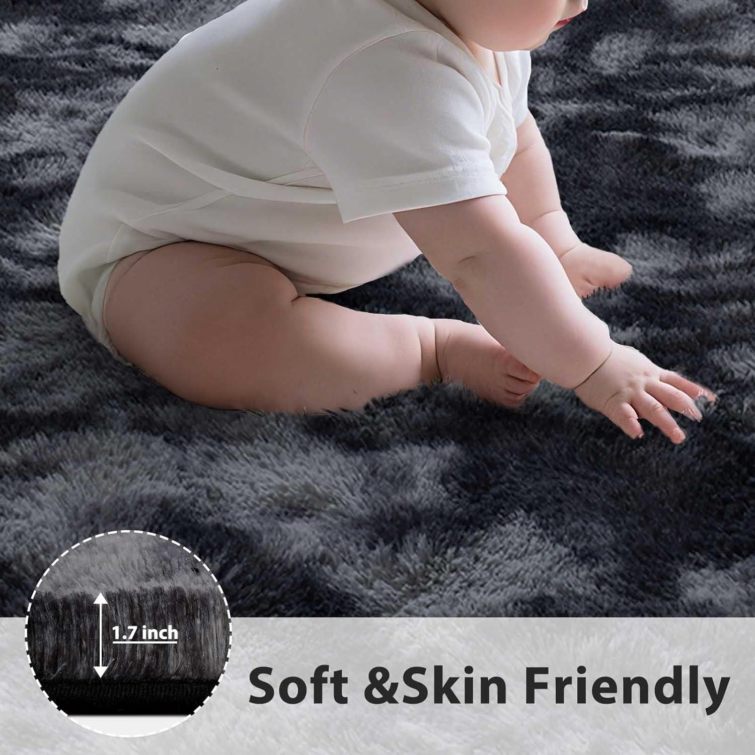 Noahas Fluffy Shaggy Rugs, 5x8 Feet Purple Plush Rugs for Girls Bedroom, Soft Kids Room Carpets, Large Bedside Rug, Upgrade Non-Slip Rugs for Children Nursery Dorm Home Decor, Purple