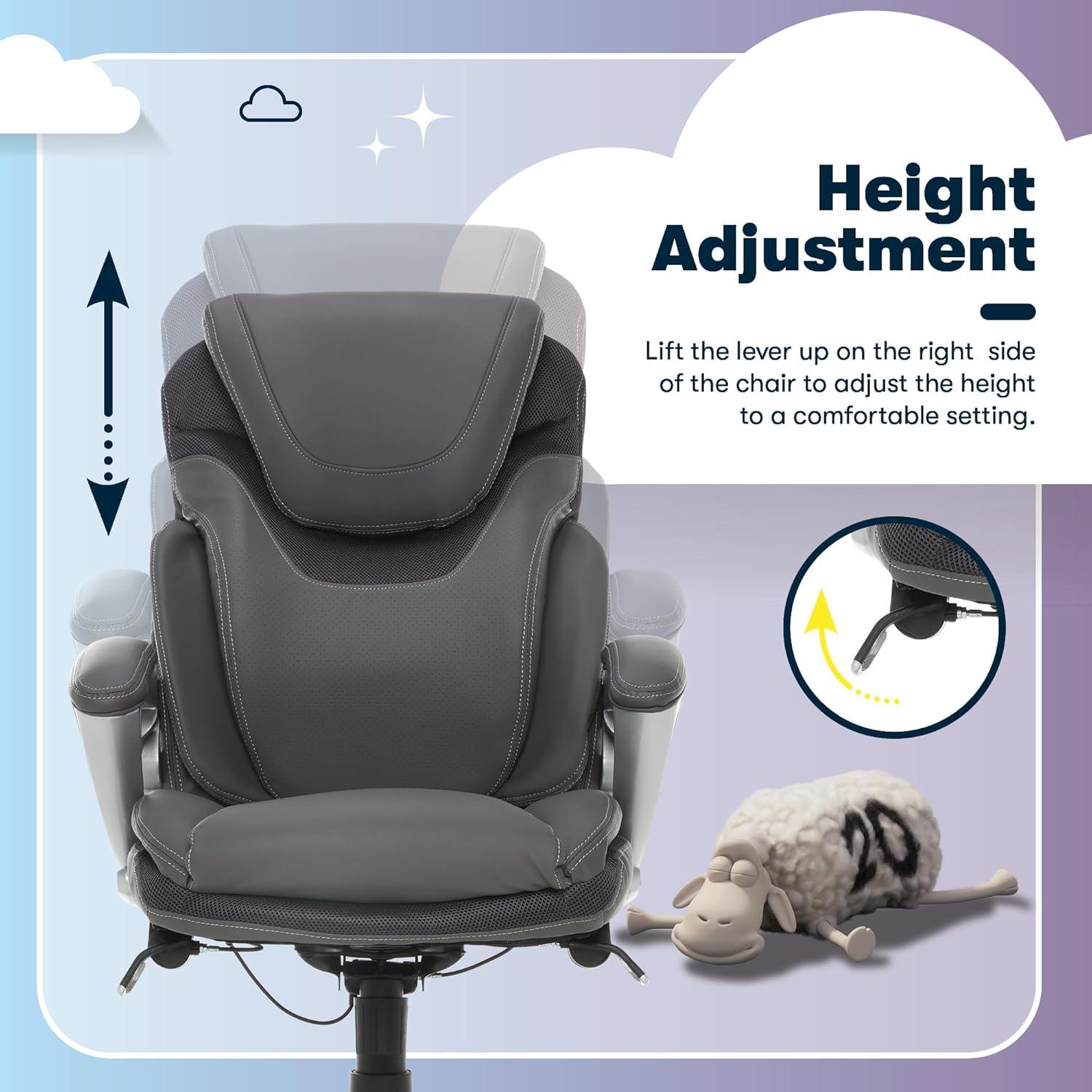Serta Bryce Executive Office Chair with Patented AIR Lumbar Technology and Layered Body Pillows
