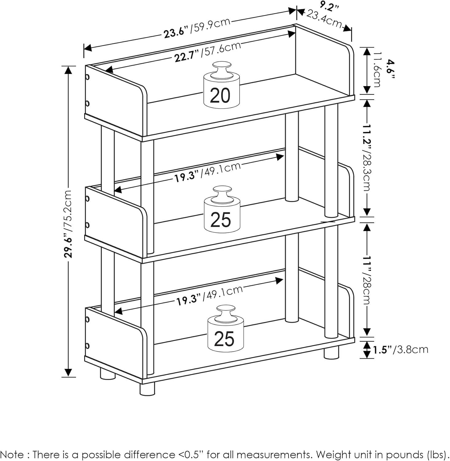 Furinno Turn-N-Tube 3-Tier Toolless Freestanding Multipurposes Display Rack, Espresso