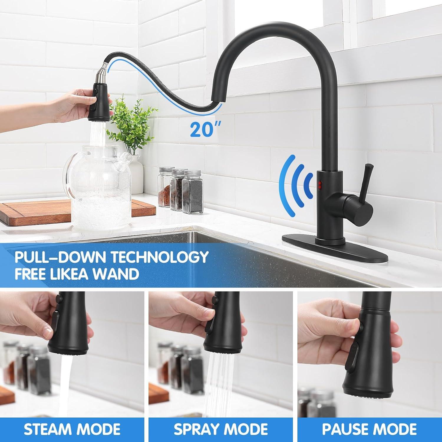 GAGALIFE Single Handle Pull Down Sprayer Kitchen Faucet High Arc Stainless Steel Faucet with 3-Function Sprayer JJL-CL-PT-SDP-G