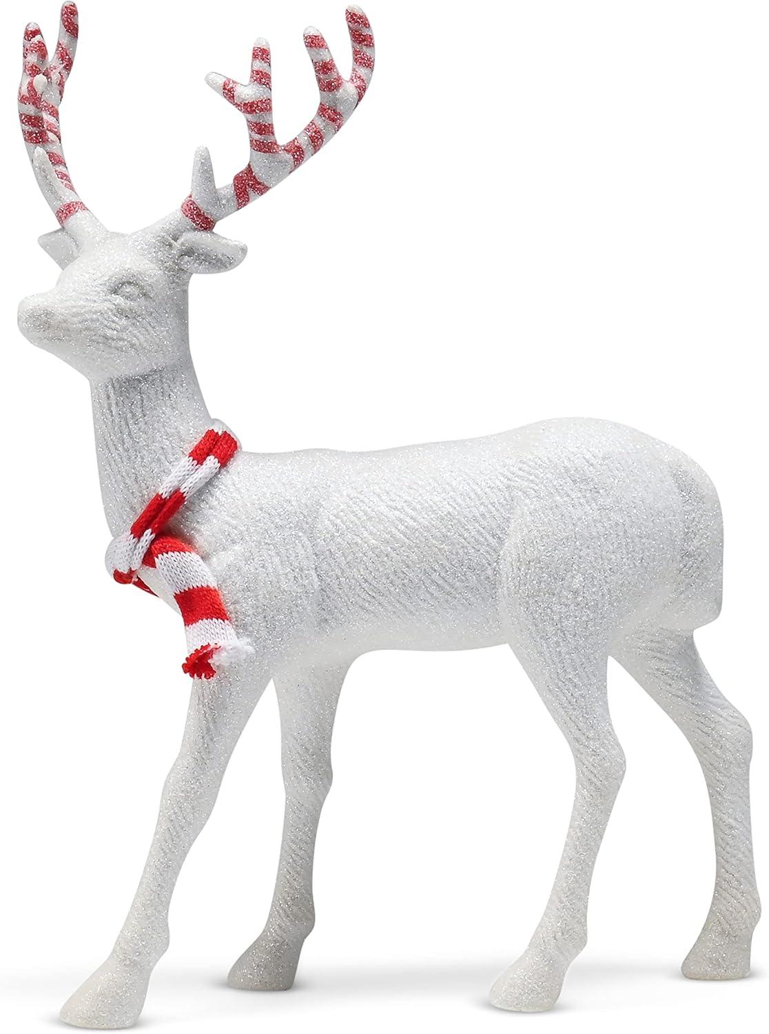 Ornativity Peppermint Glitter Christmas Reindeer Figurines - 2 Pack