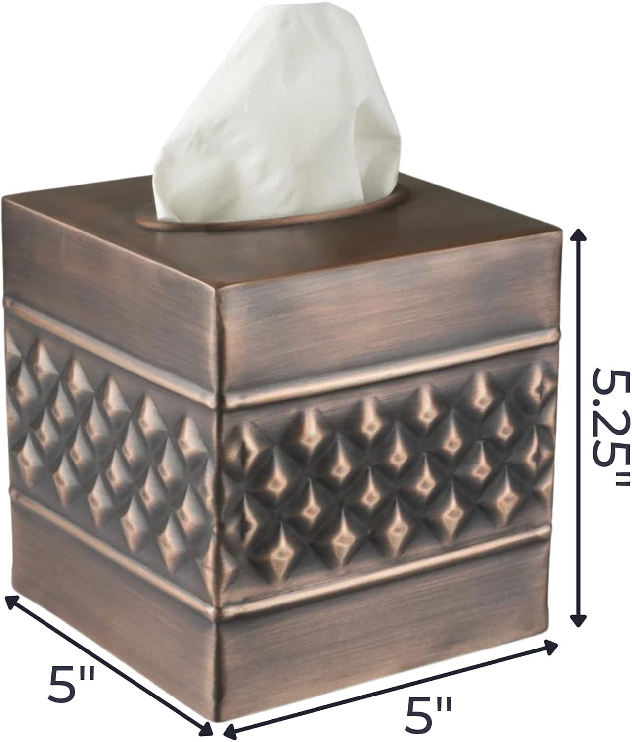 Monarch Abode Geometric Embossed Metal Tissue Box Cover