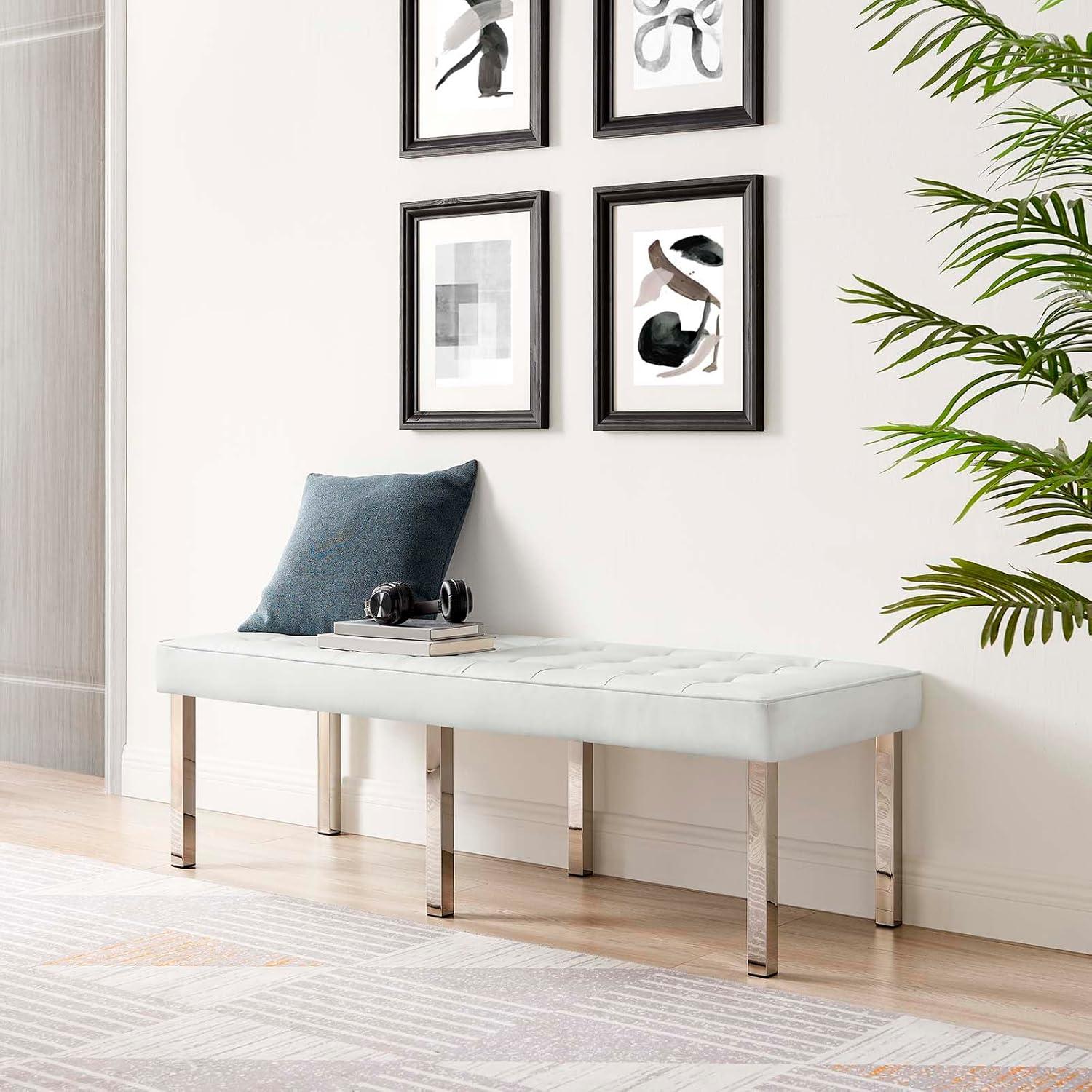 Loft Tufted Vegan Leather Bench by Modway