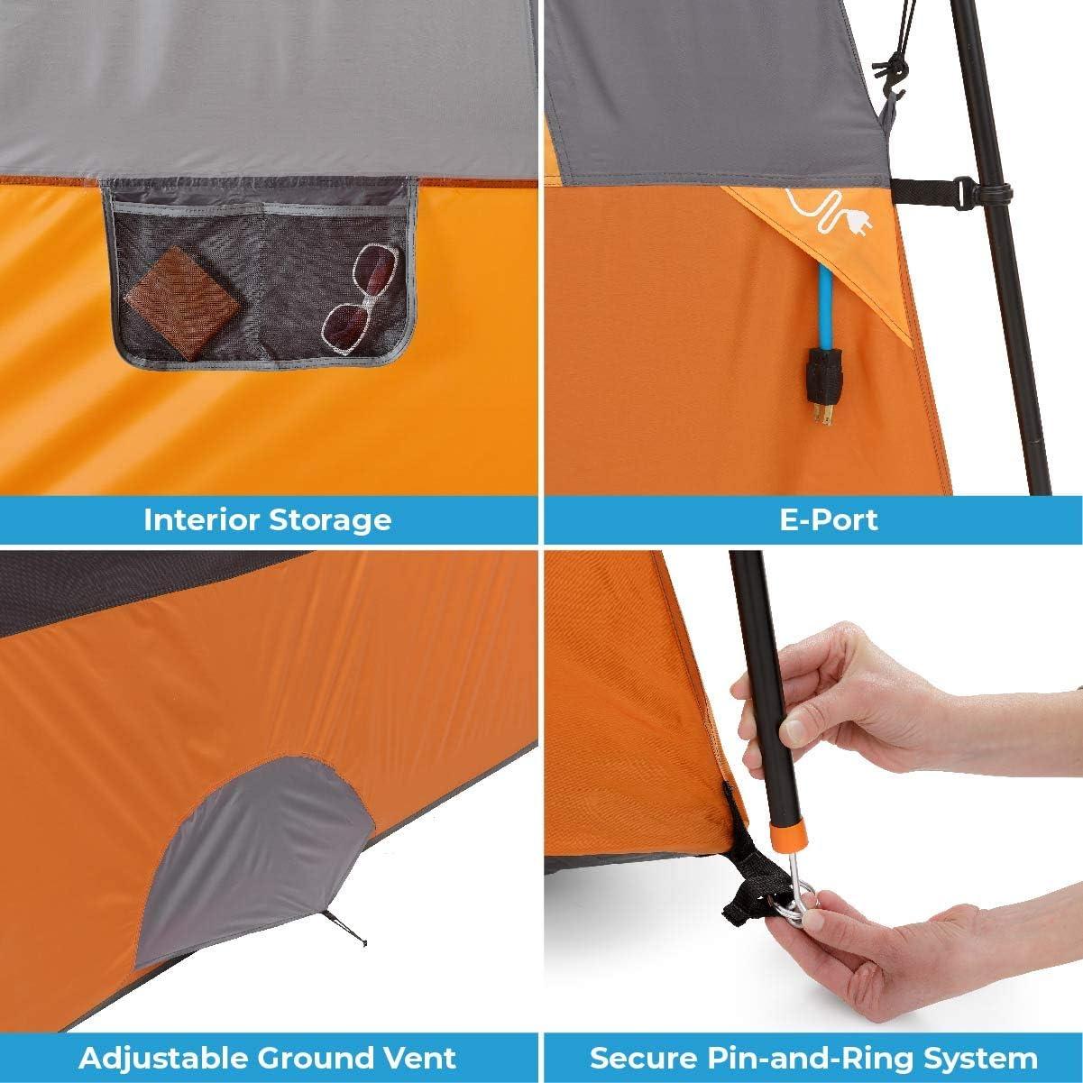Large Orange and Gray 12-Person 2-Room Cabin Tent with Carry Bag