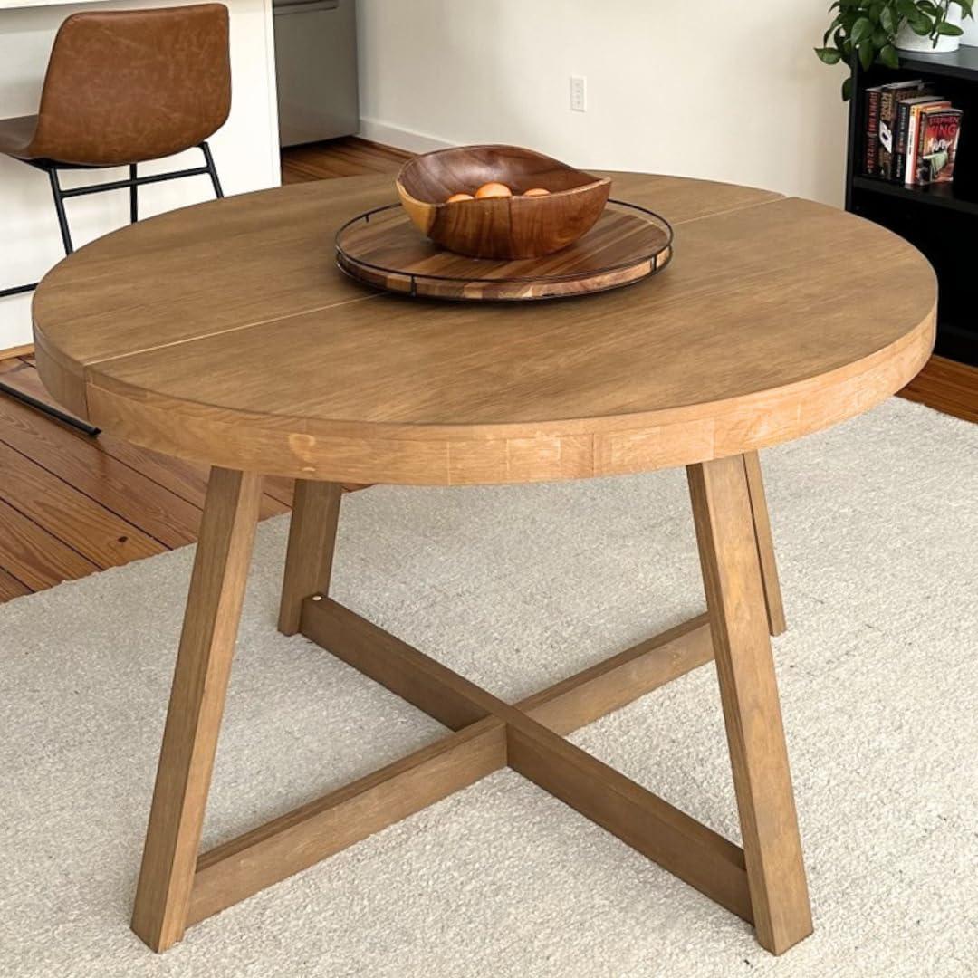 Plank+Beam Round Dining Table, 47" Solid Wood Kitchen Table, Farmhouse Round Table for 4, Small Dinette Table