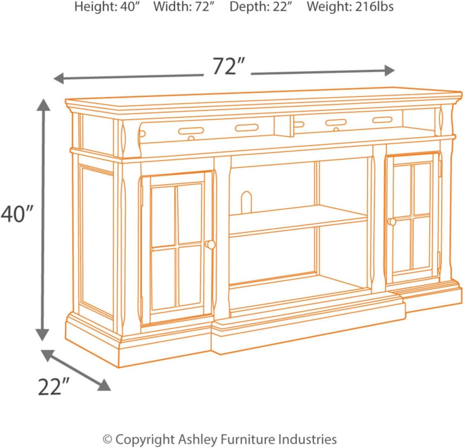 Transitional Birch and Black 72" TV Stand with Fireplace Cabinet