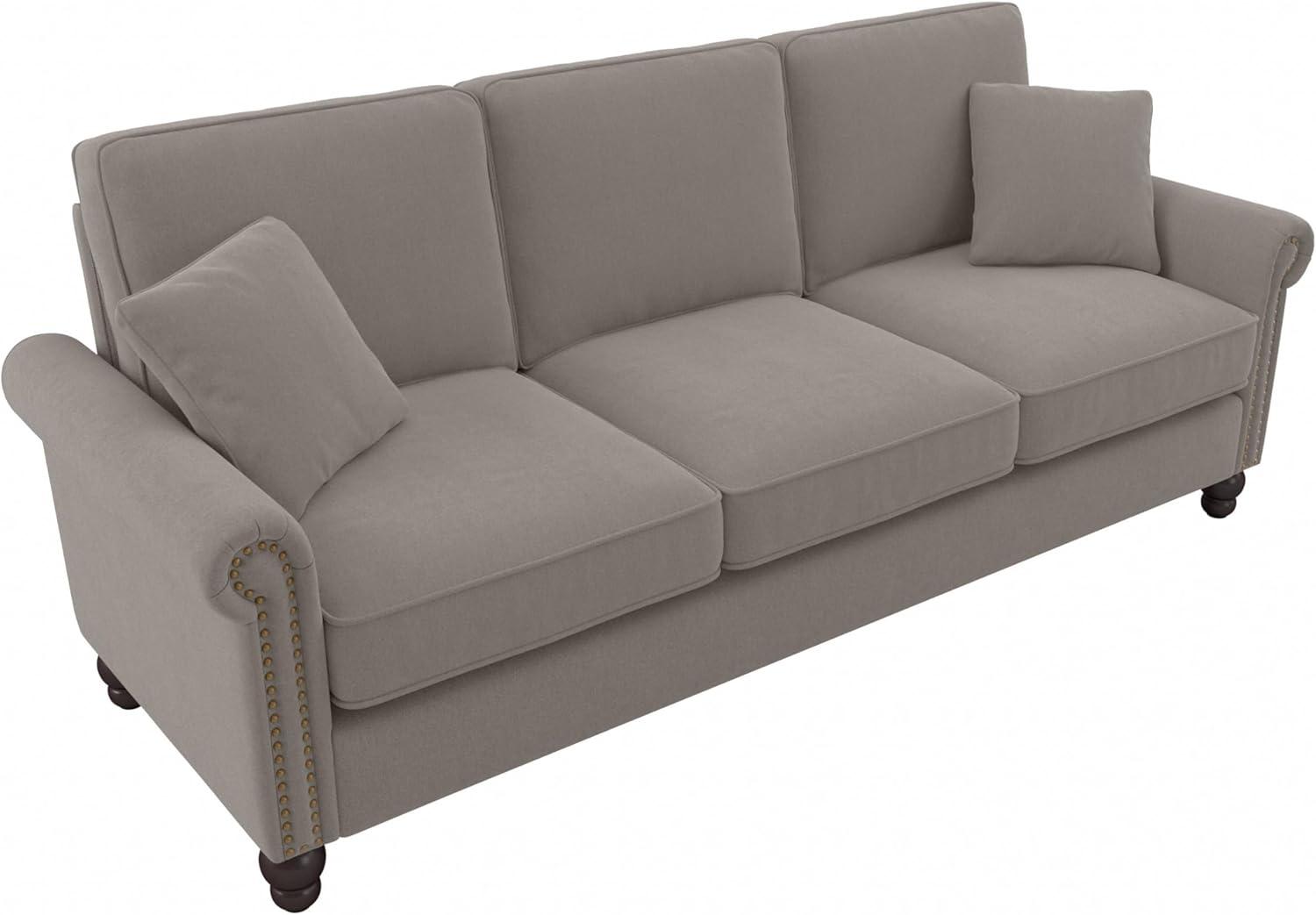 Coventry 85W Large Living Room Sofa in Charcoal Gray Herringbone Fabric