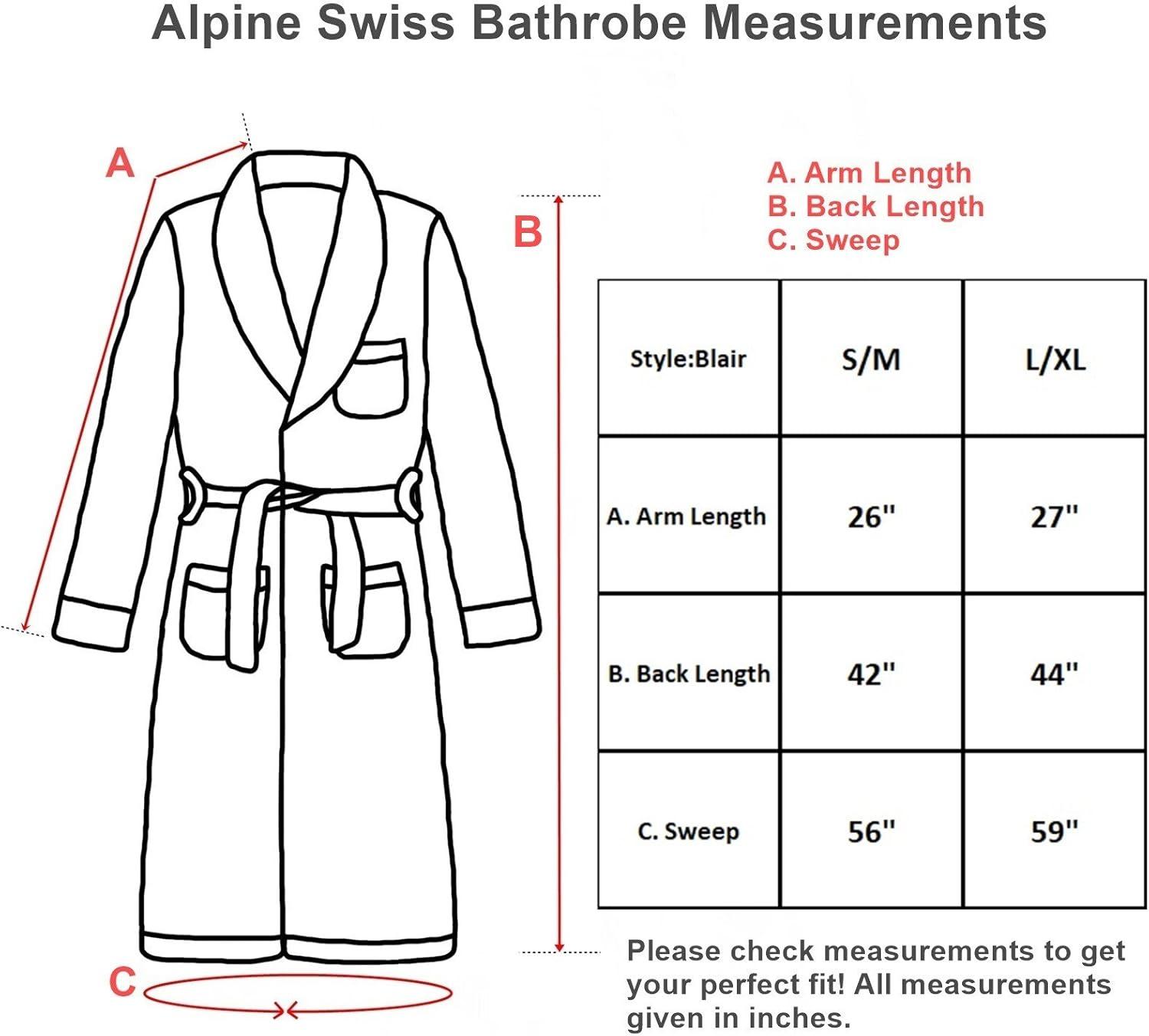 Alpine Swiss Blair Womens Cotton Terry Cloth Bathrobe Shawl Collar Velour Spa Robe BLU SM