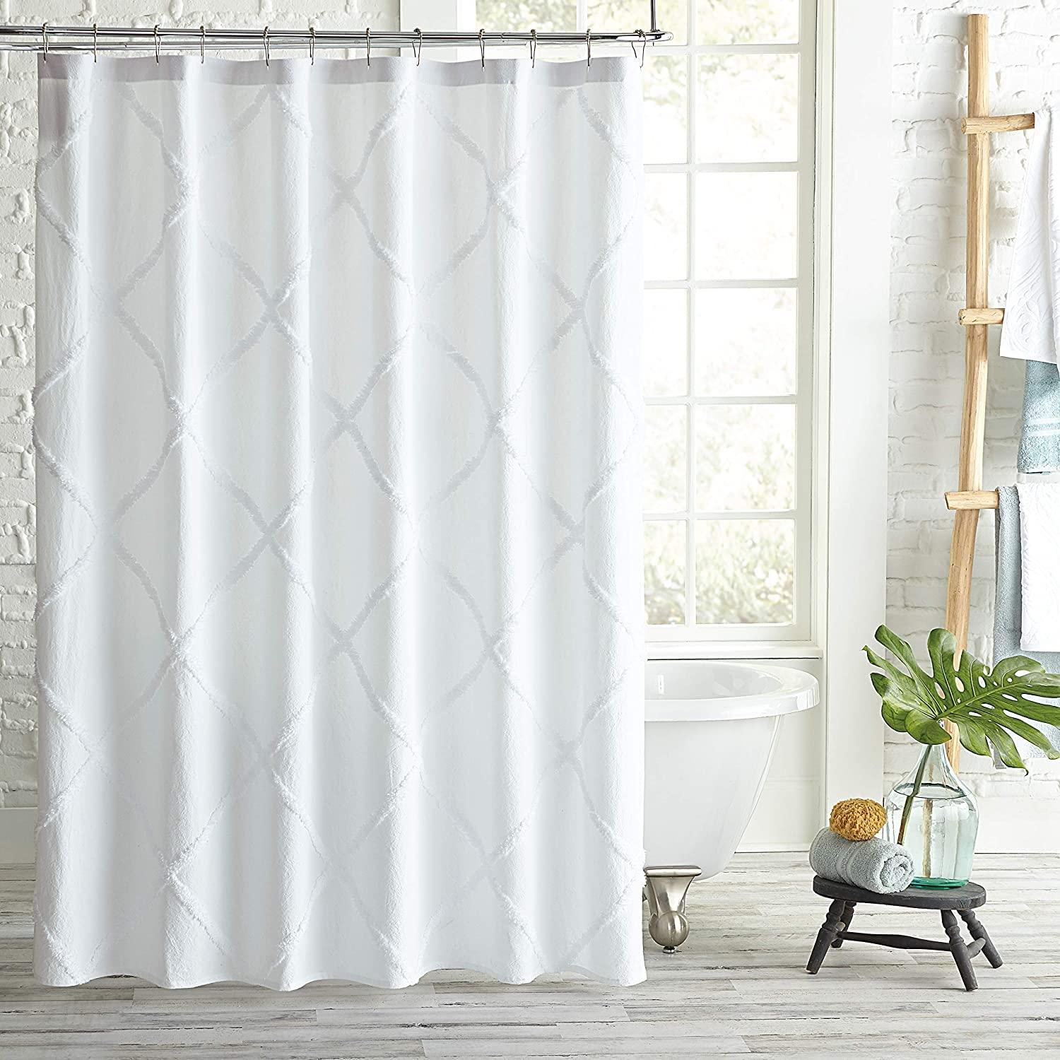 Peri Home Cotton Blend Geometric Shower Curtain