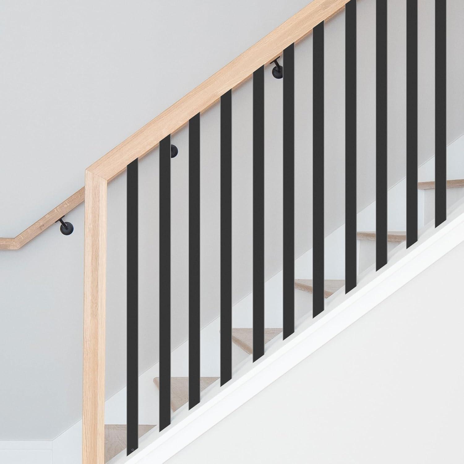 25 Pack Rectangle Staircase Balusters, 36" Black Metal Deck Spindle and Stairs Railing, Hollow Rectangle Deck Balusters for Porch Railing