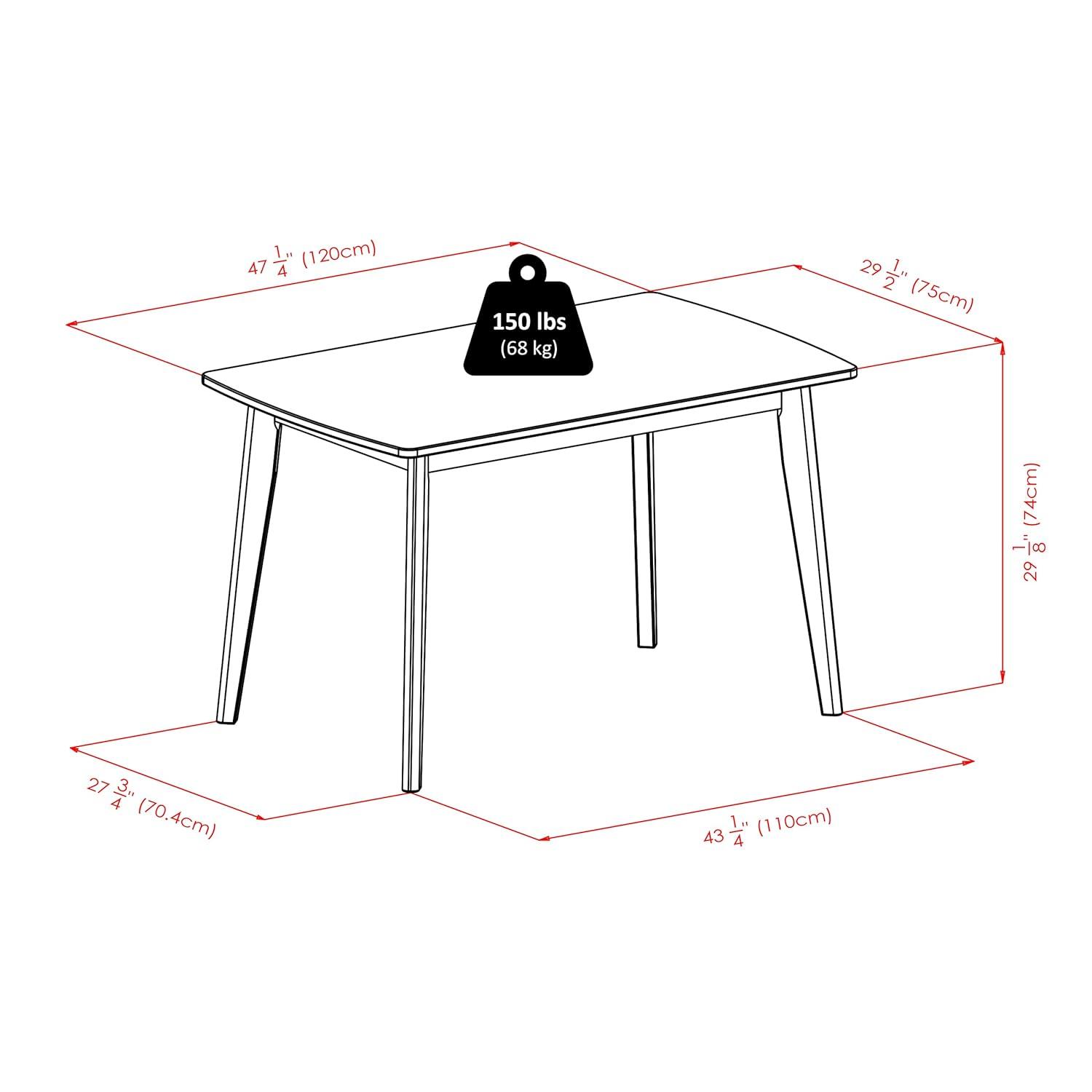 Shaye Dining Table Walnut - Winsome: Solid Wood, Tapered Legs, Contemporary Style, Seats 4