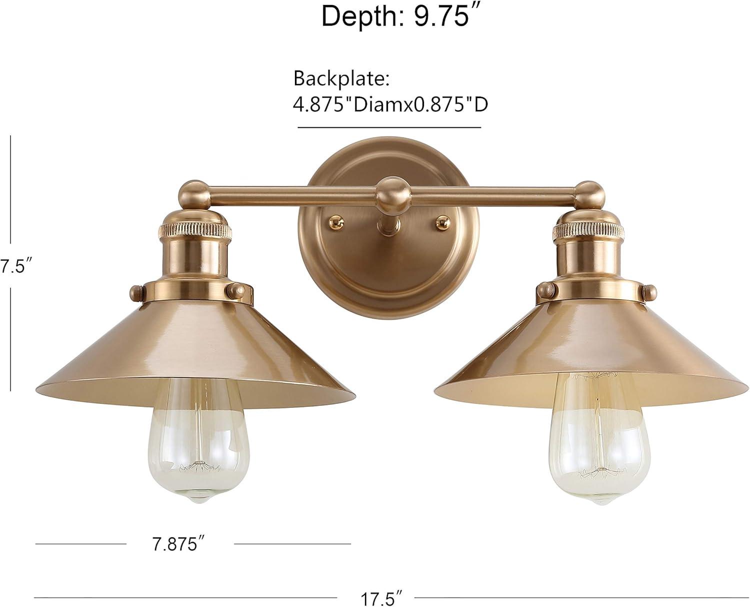 July 17.5" 2-light Metal Vanity Light, Brass Gold