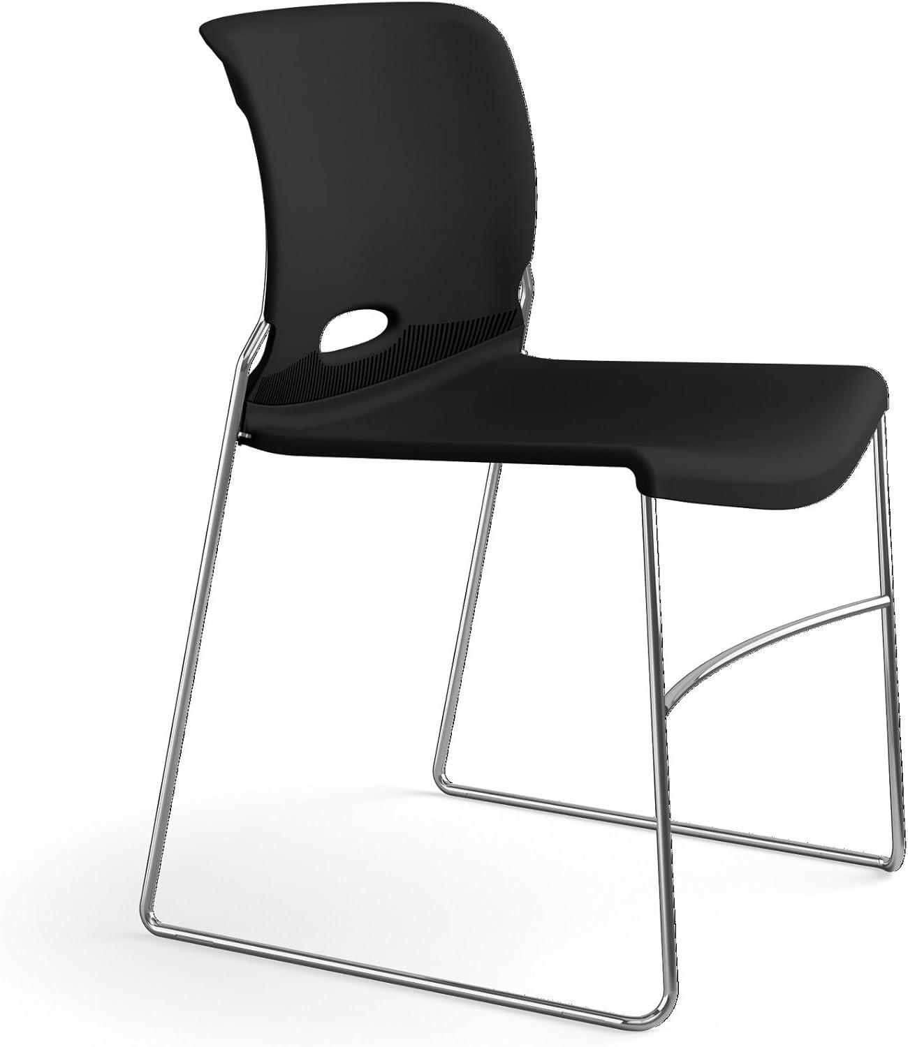 Onyx Armless Metal Stacking Chair with Lumbar Support