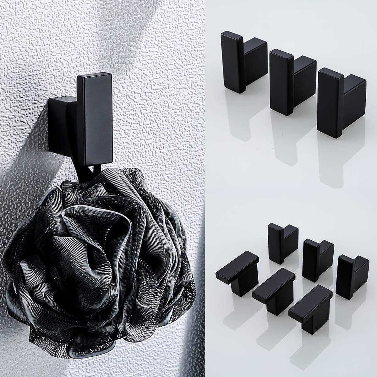 Matte Black Towel Bathrobe Hook Bathroom Hardware Accessories Coat Hook 304 Stainless Steel Bathroom Kitchen Modern Hotel Style Coat Rack Wall Mounted 2 Pack.