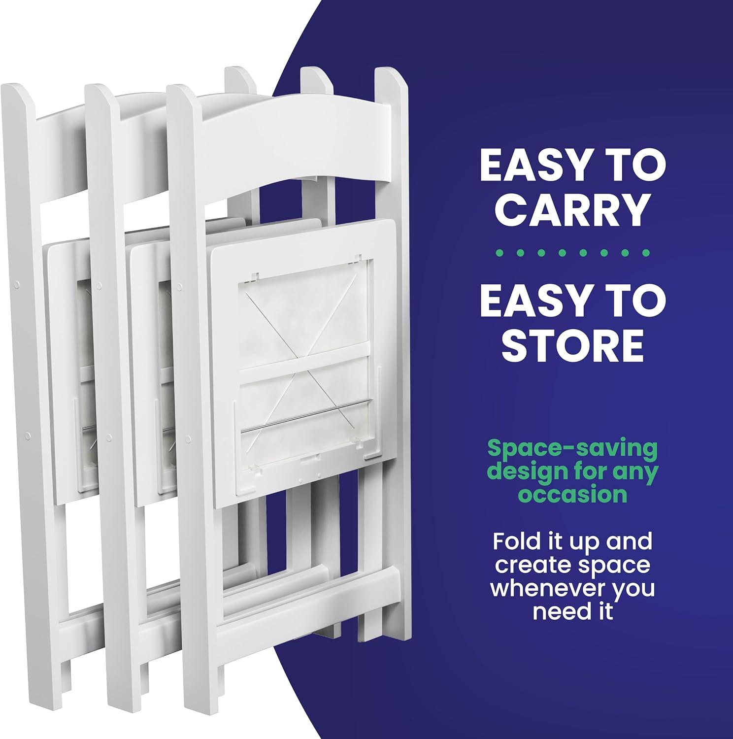 SIMPLEX 4 White Resin Folding Chairs - Comfortable White Foldable Chair - Stackable Chairs with Padded Seats - Indoor/Outdoor Folding Chairs for Events - Lightweight Foldable Chairs (4 Pack)