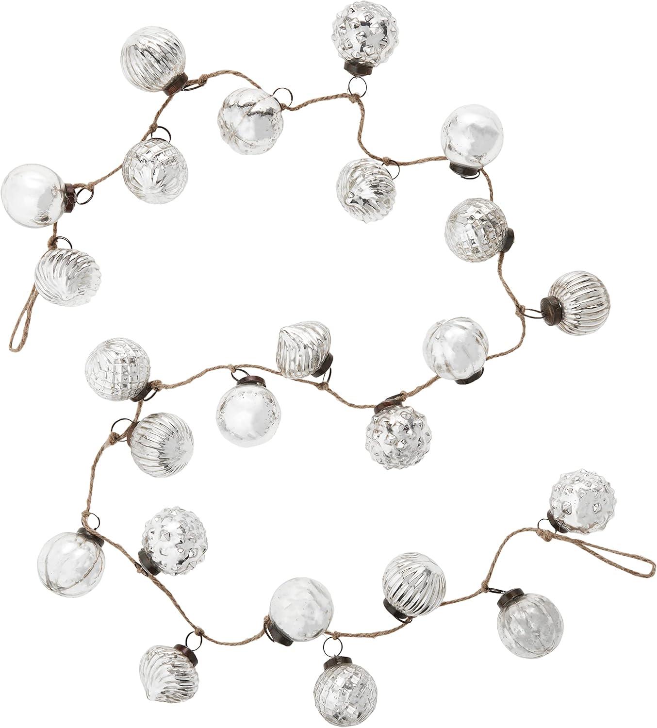 Creative Co-Op Embossed Antique Silver Mercury Glass Ornamental Garland (XC5496)