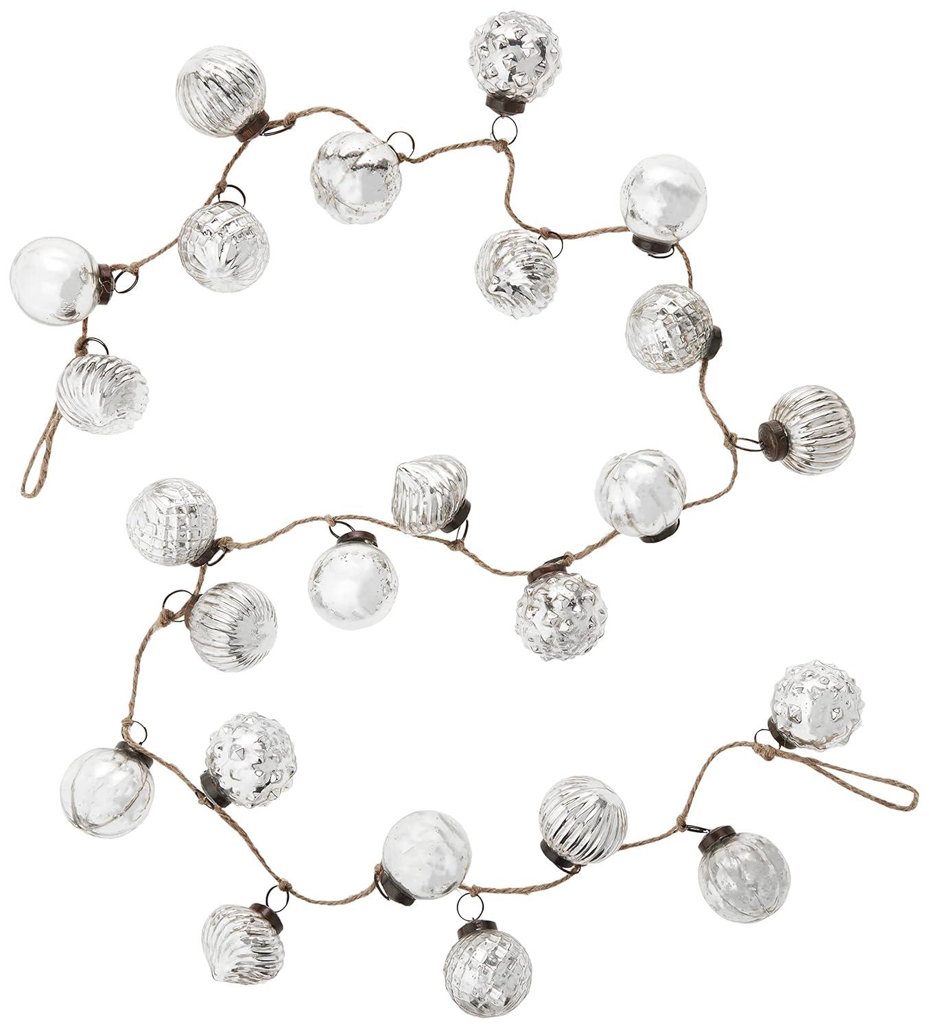Creative Co-Op Embossed Antique Silver Mercury Glass Ornamental Garland (XC5496)