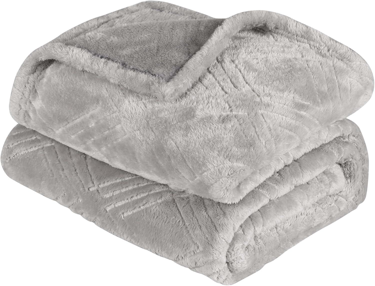 Superior Alaska Fleece Diamond Fluffy Blanket, King, Platinum