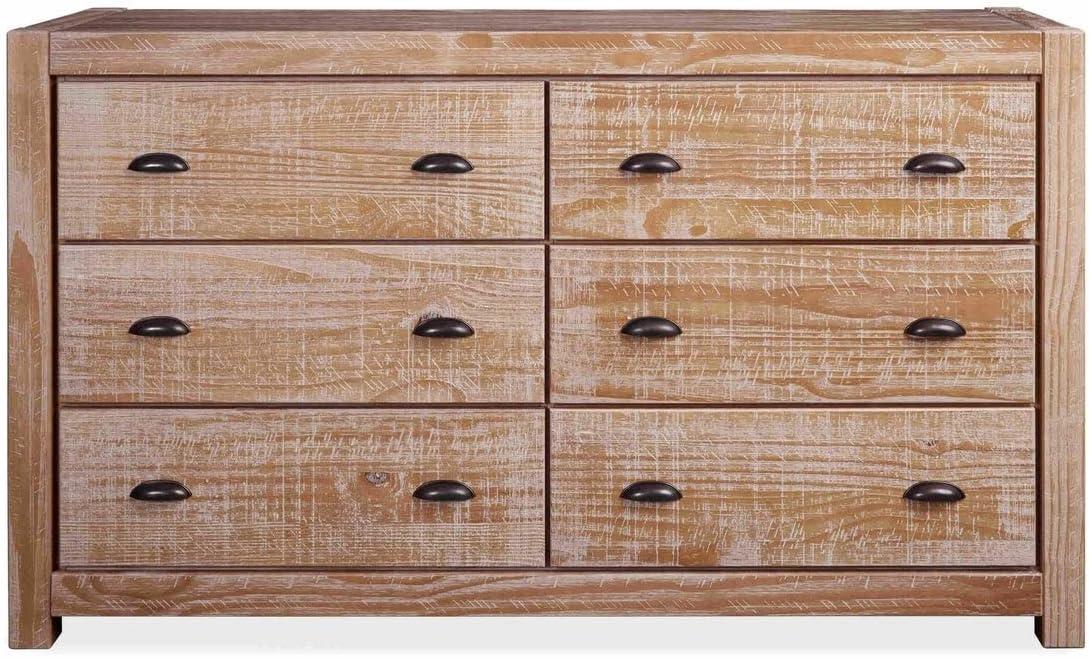 Montauk Double Driftwood Dark Wood Farmhouse Dresser with Extra Deep Drawer