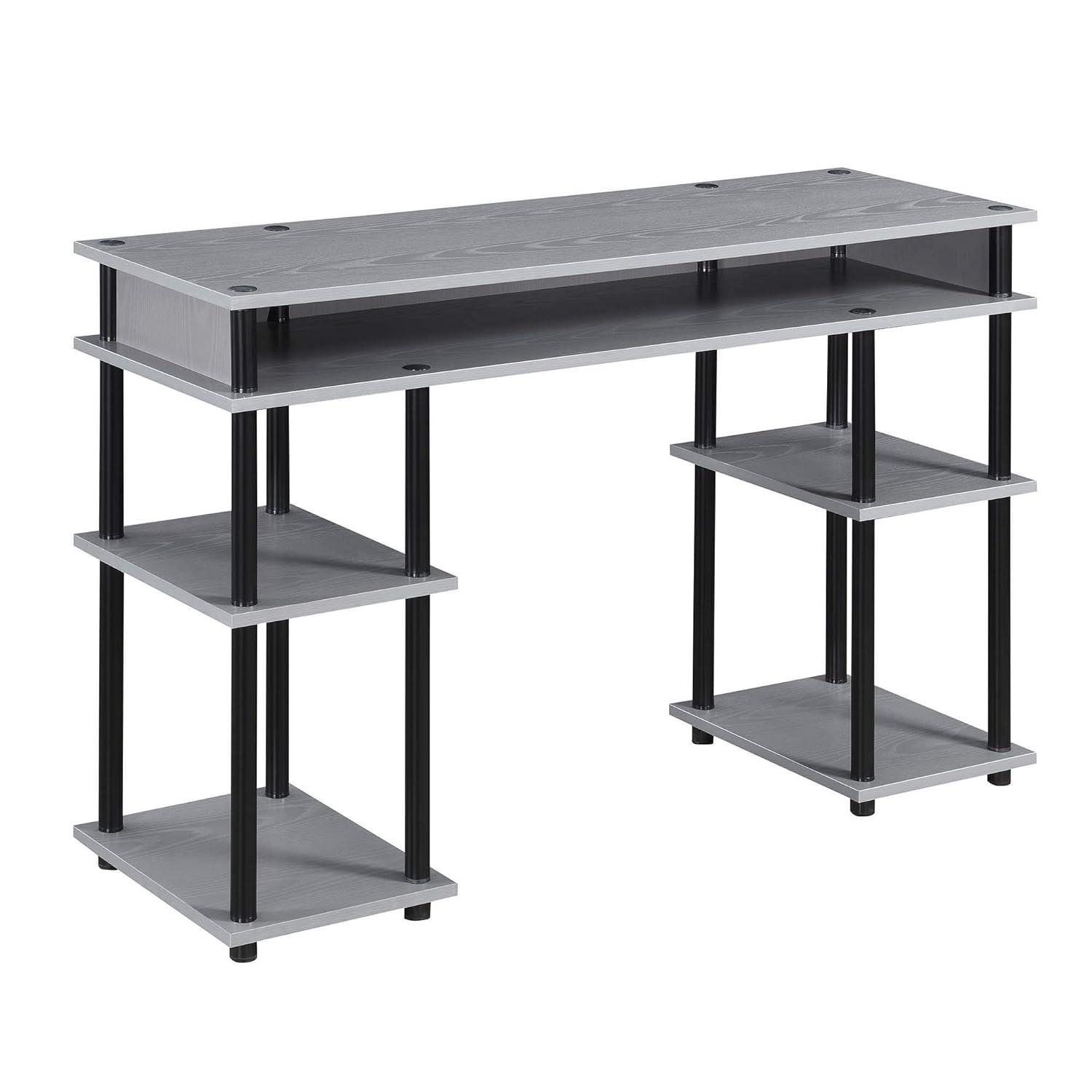 Designs2Go No-tools Student Desk in Gray Wood Finish and Black Steel Poles