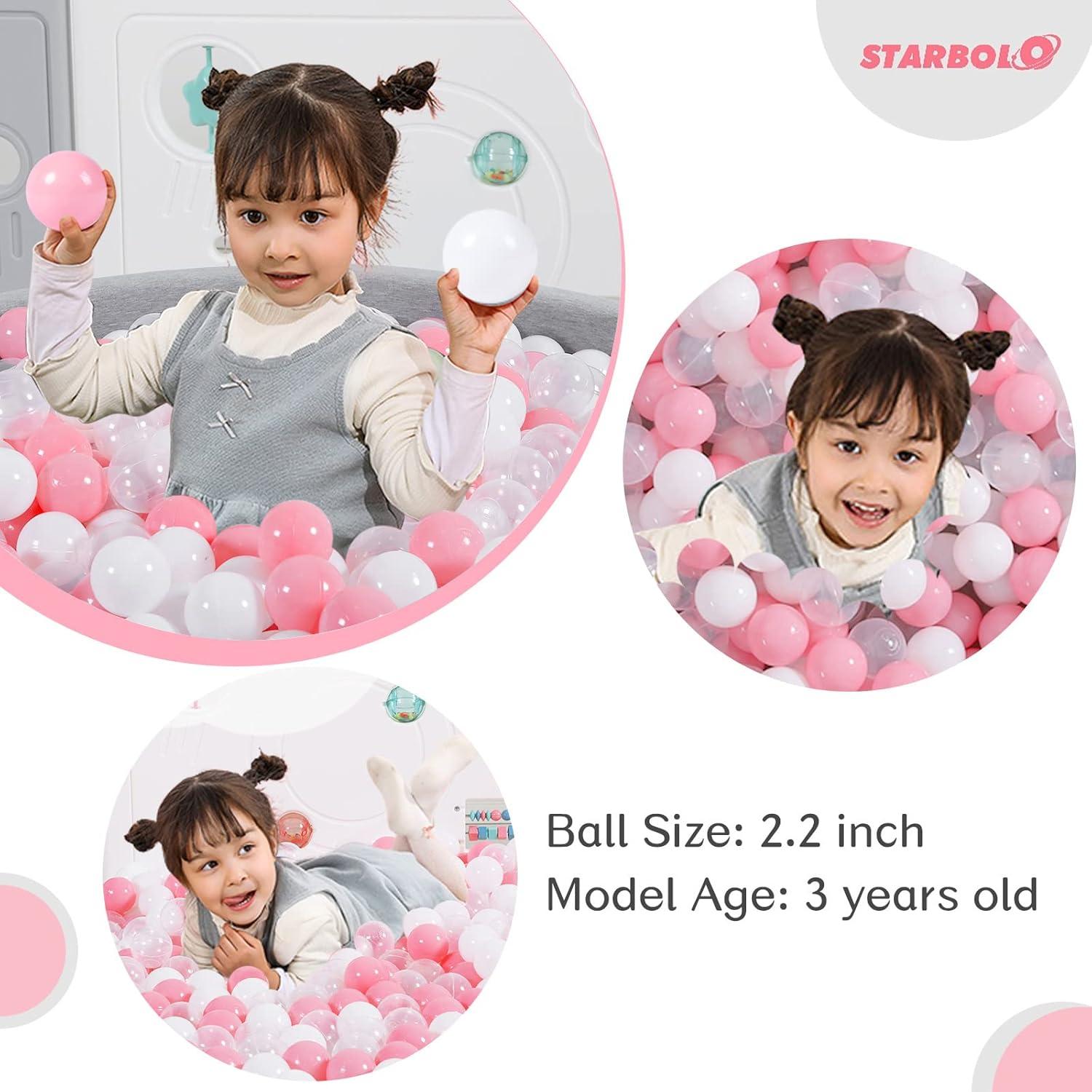 Anvazise 100Pcs Ball Pit Balls Thickened Eco-friendly Smooth Reusable Bite-resistant Hand-on Ability PE Material Macaron Color Pit Balls Kindergarten Toy