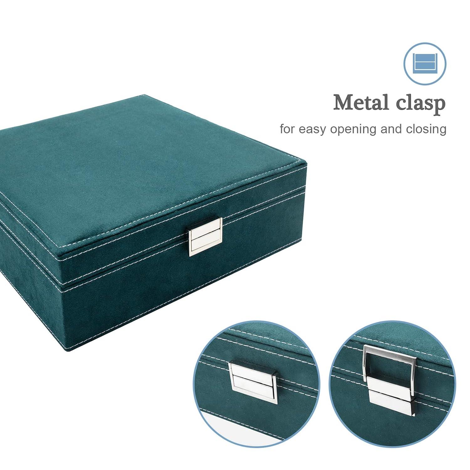 ProCase Jewelry Box Organizer for Women Girls, Two Layer Jewelry Display Storage Holder Case for Necklace Earrings Bracelets Rings Watches -Green