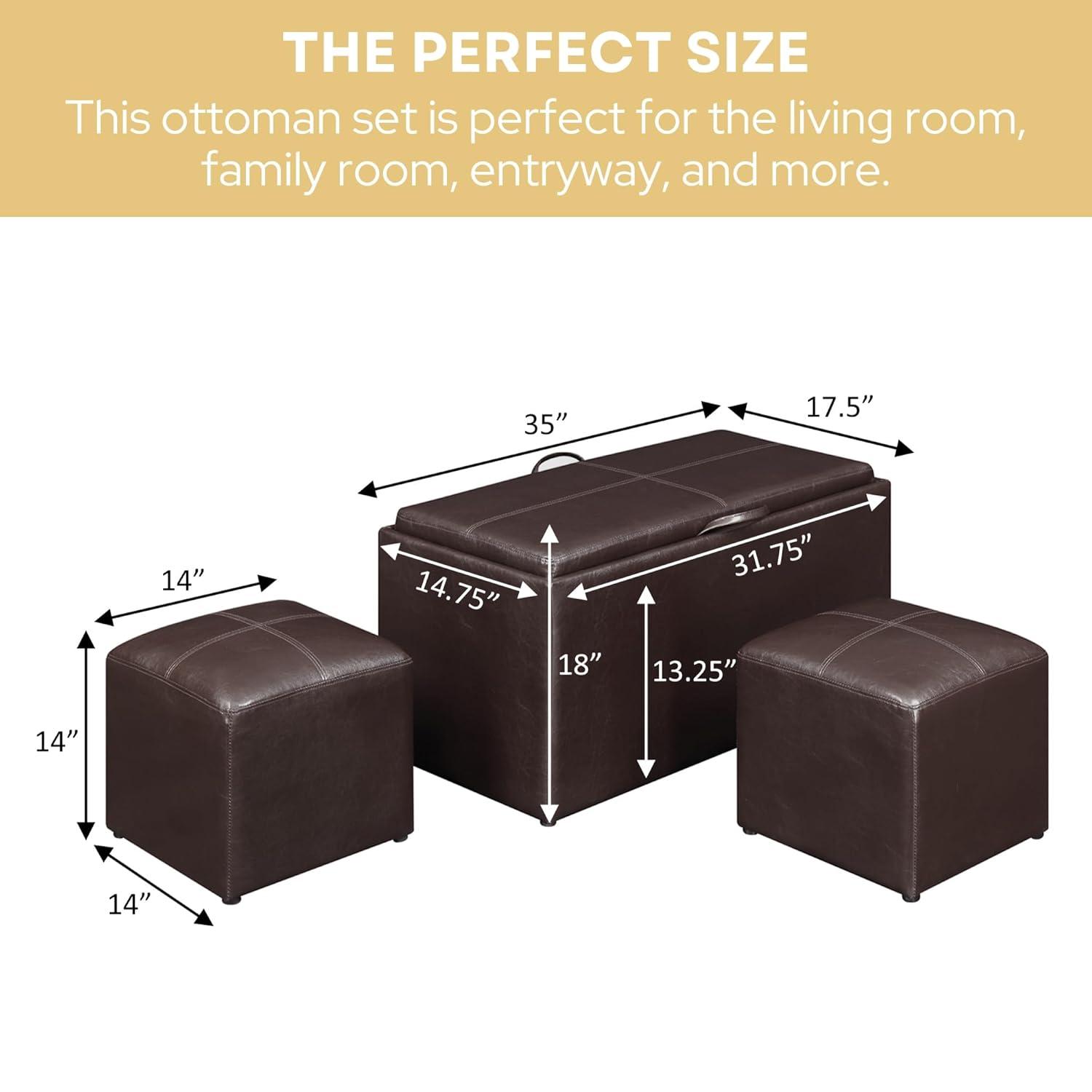 Convenience Concepts Sheridan 3 Piece Living Room Set with Storage, Espresso