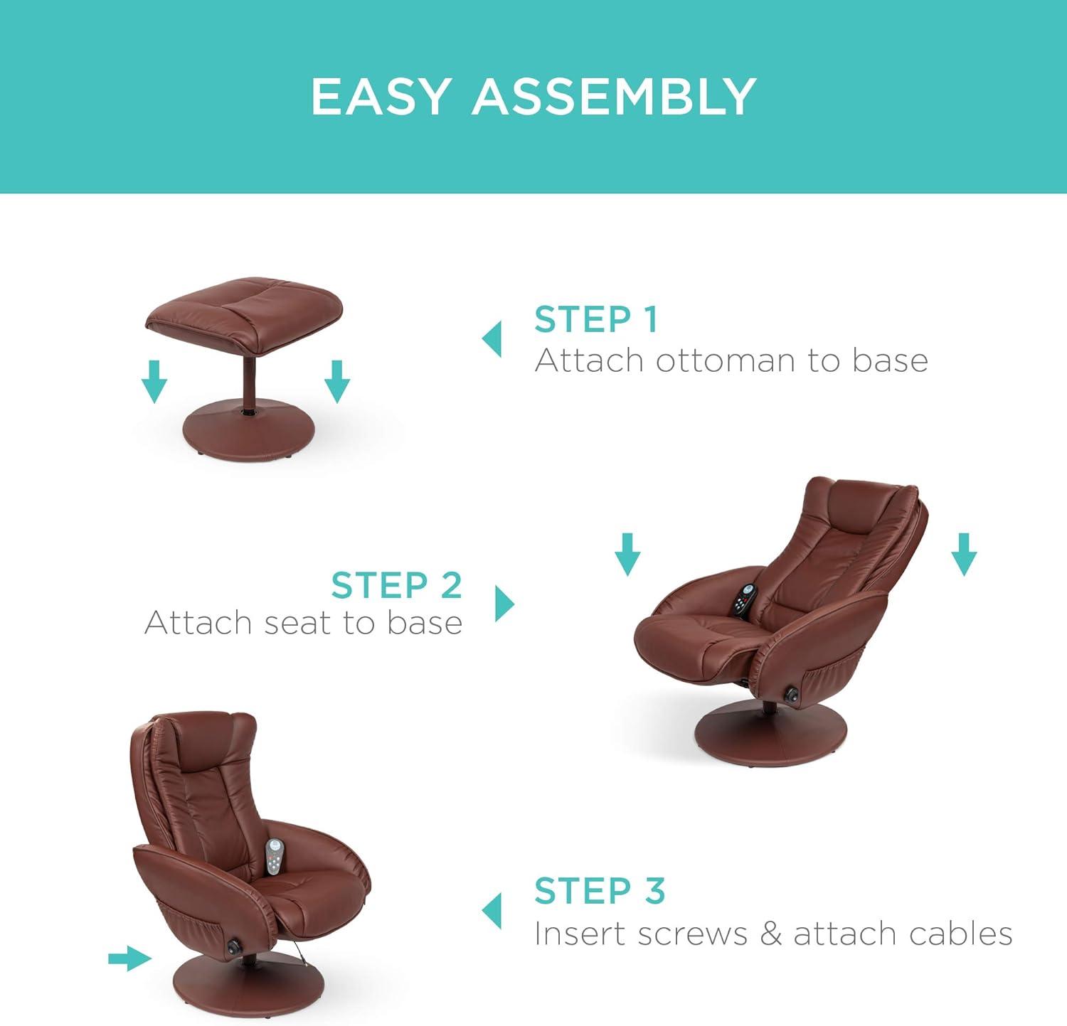 Best Choice Products Faux Leather Electric Massage Recliner Chair w/ Stool Ottoman, Remote Control, 5 Modes - Brown