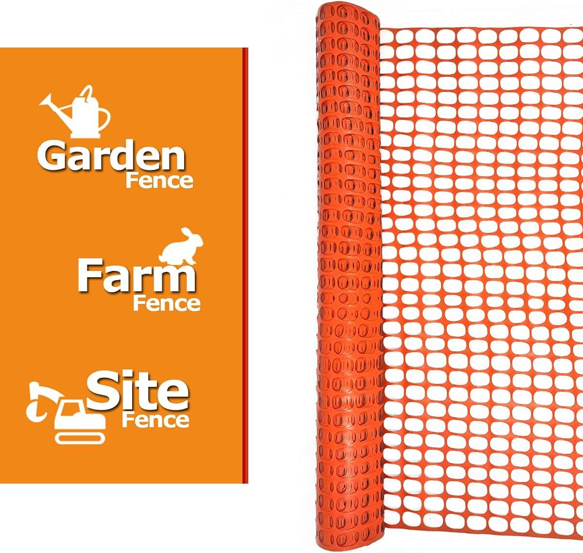 Ashman Plastic Mesh Fence, Construction Barrier Netting, Orange, 4'x200' Feet, 1 Roll, Garden Fencing, Fences Wrap, Above Ground, for Snow, Poultry, Chicken, Deer, Patio, Garden Netting, Orange 200FT