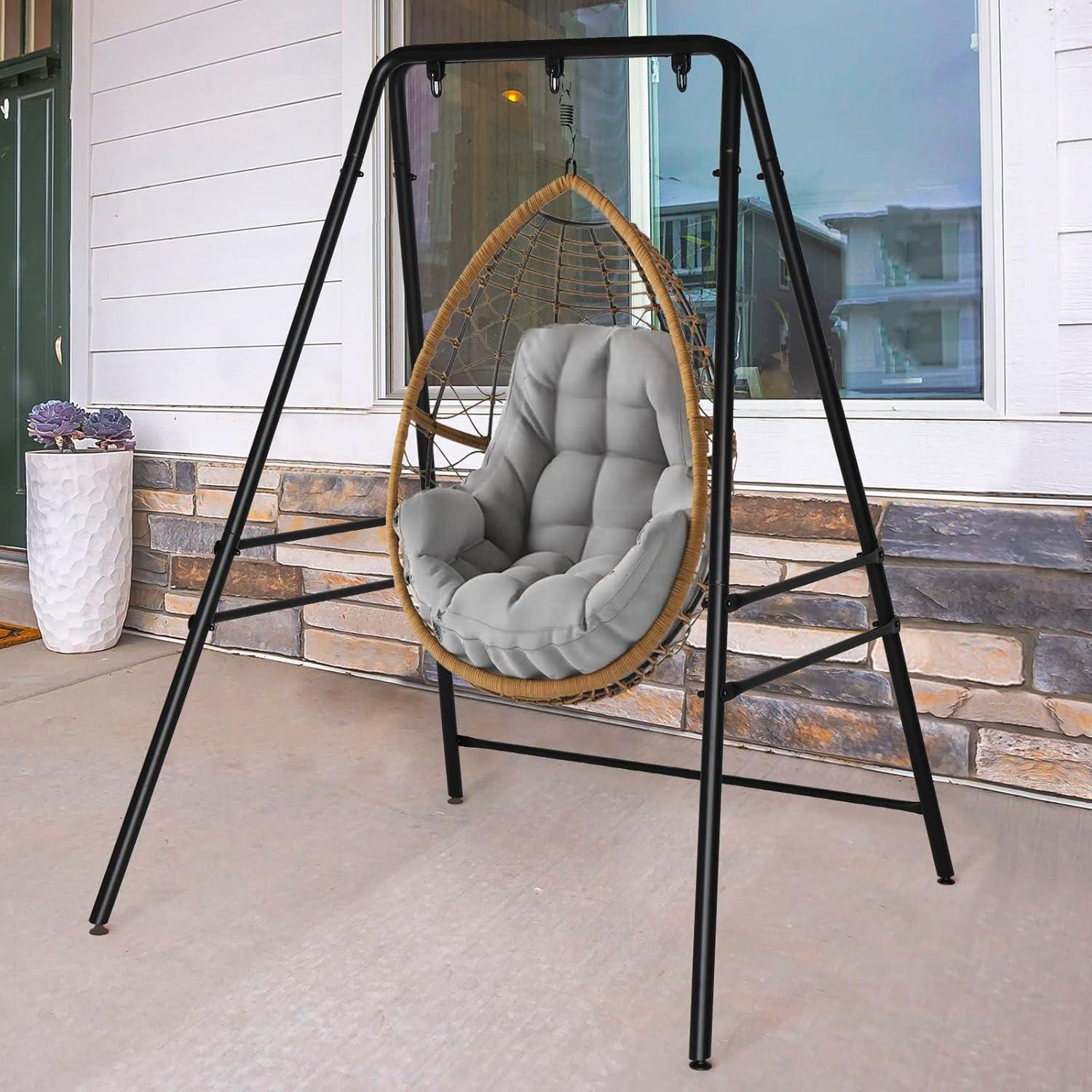 Black Heavy Duty Metal Hammock Chair Stand with Adjustable Foot Pads