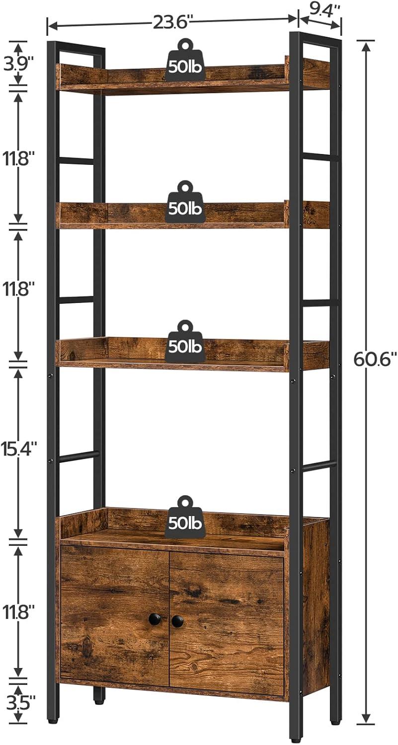 HOOBRO 4-tier Bookshelf with Doors and Storage Shelves & Reviews | Wayfair
