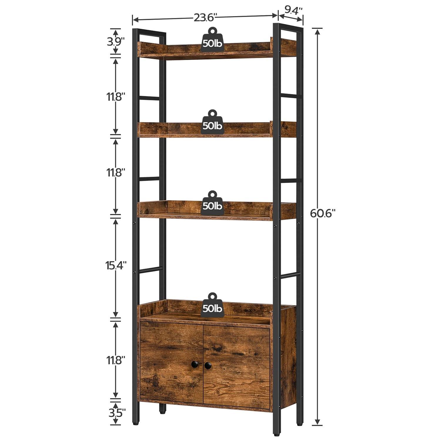 HOOBRO 4-tier Bookshelf with Doors and Storage Shelves & Reviews | Wayfair