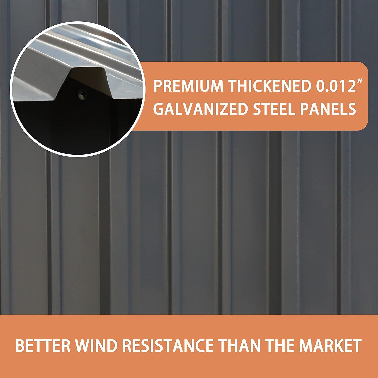 VEIKOUS  Outdoor Metal Storage Shed with Lockable Door and Air Vents for Garden 8x10