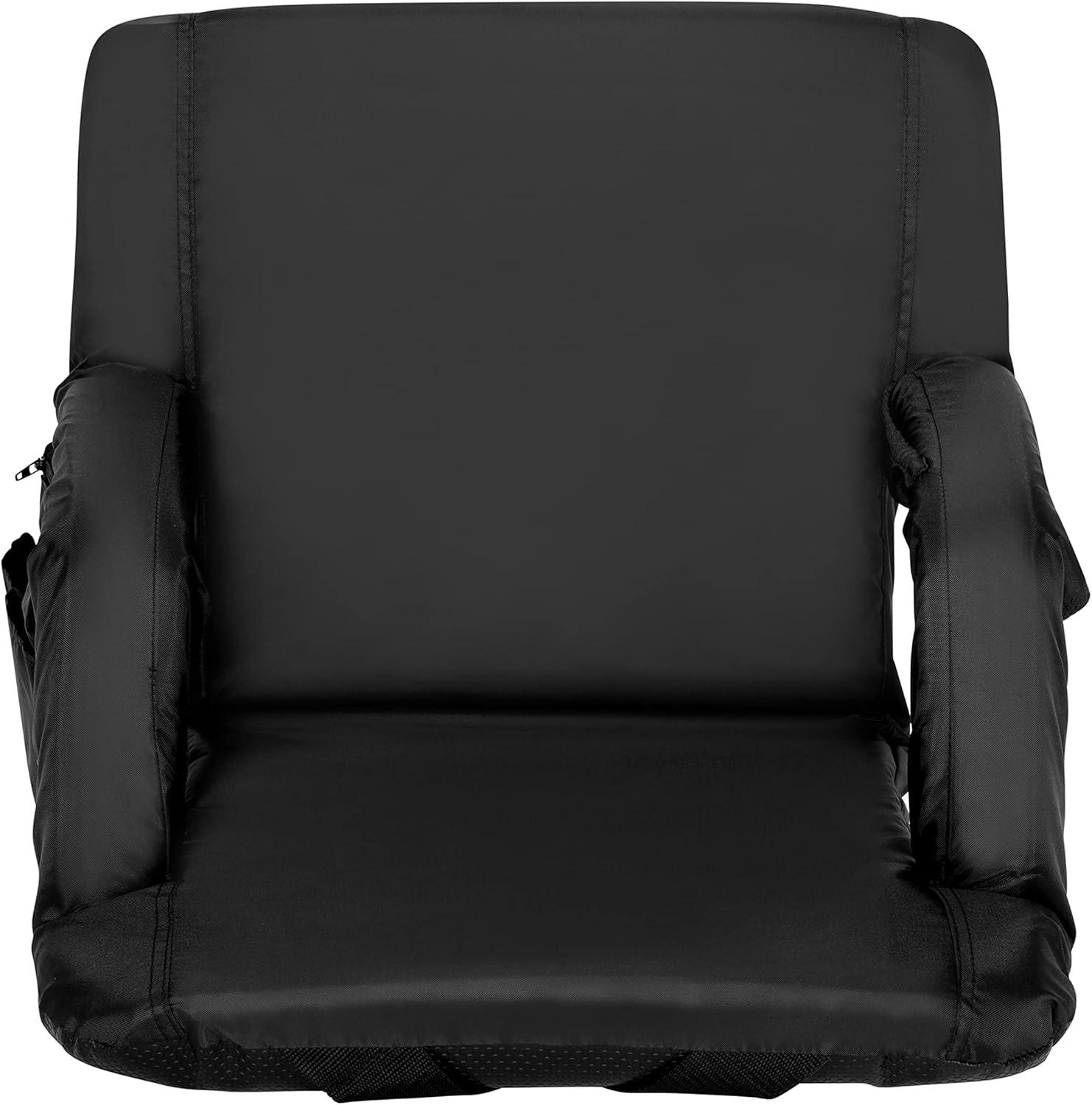 Flash Furniture Malta Reclining Backpack Stadium Chair with Armrests and Storage, Black