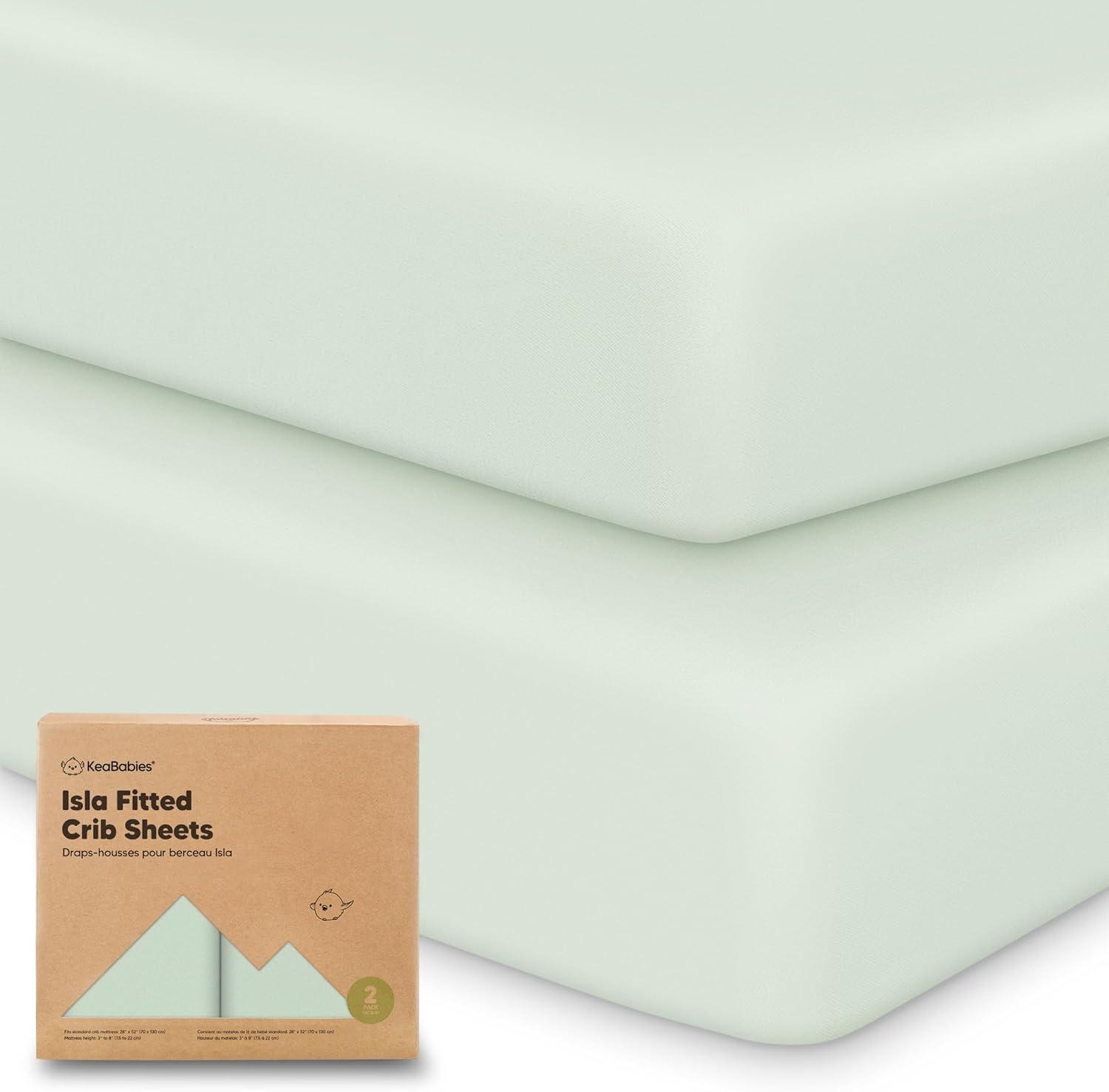 KeaBabies 2pk Isla Fitted Crib Sheets for Boys, Girls, Baby Crib Sheet, Fits Standard Nursery Crib Mattresses (Herb)