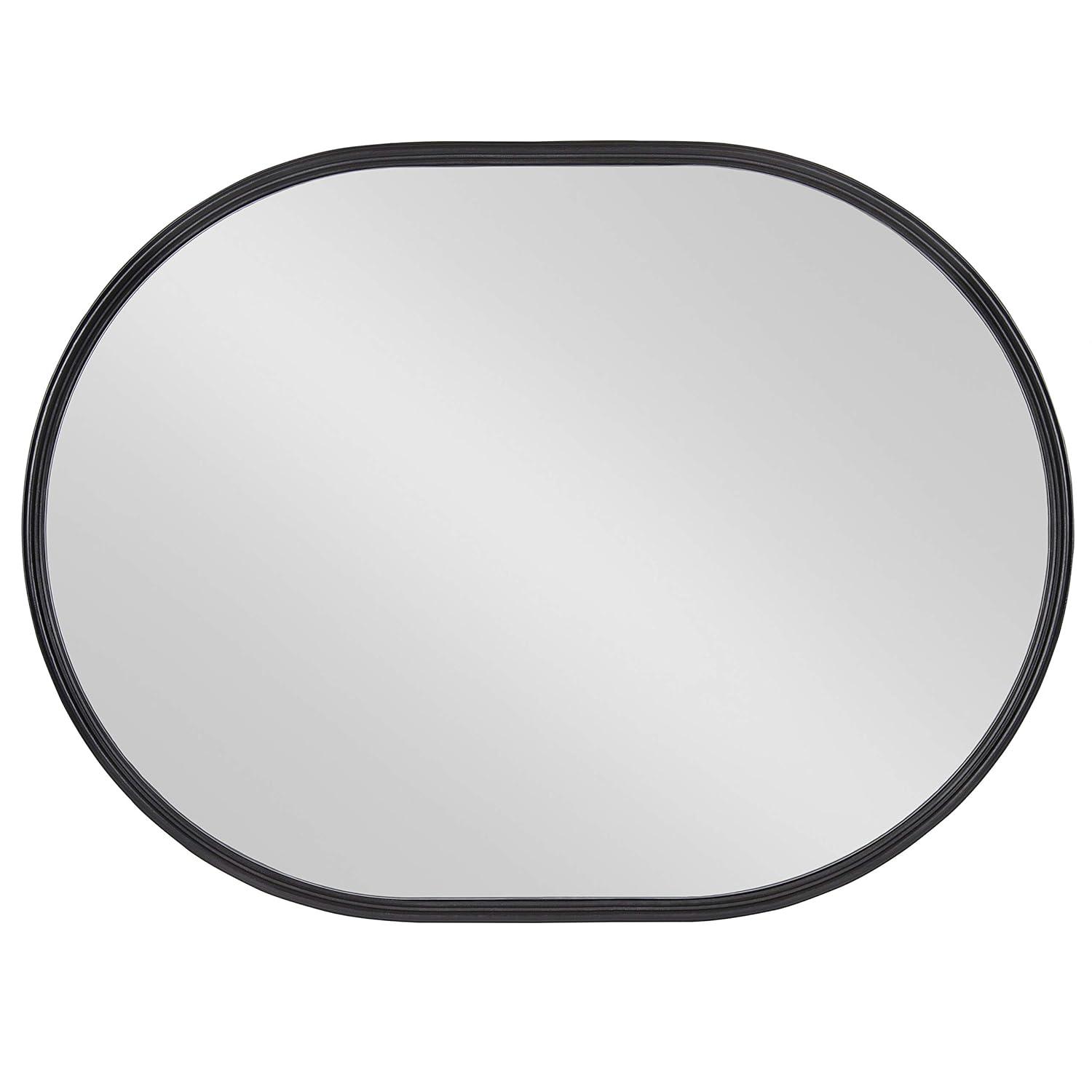 Kate and Laurel Caskill Modern Oval Mirror, 18" x 24", Black, Capsule-Shaped Accent Mirror for Entryway, Living Room, or Bathroom