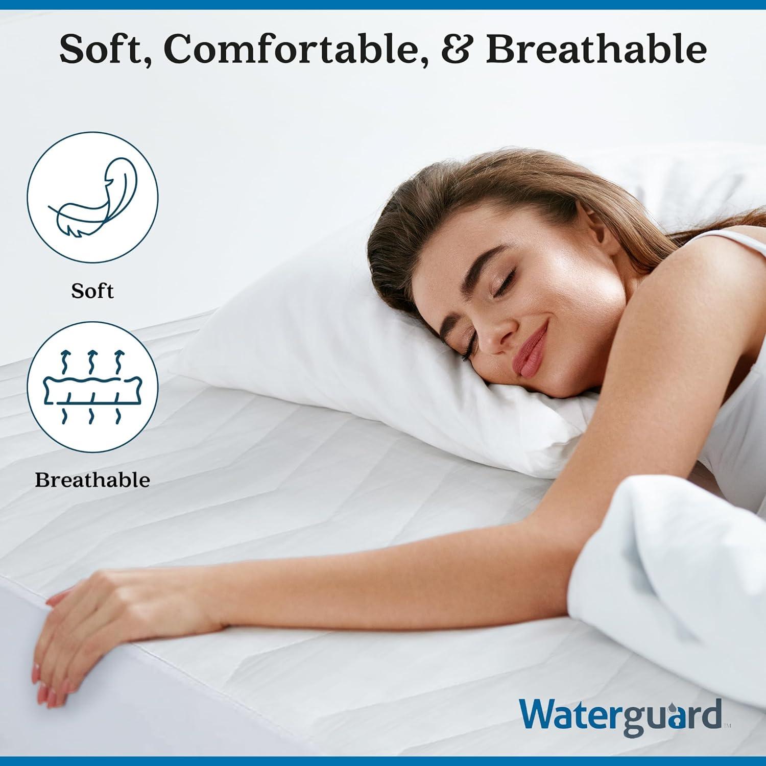 Waterguard Waterproof Quilted Mattress Pad Protector – White