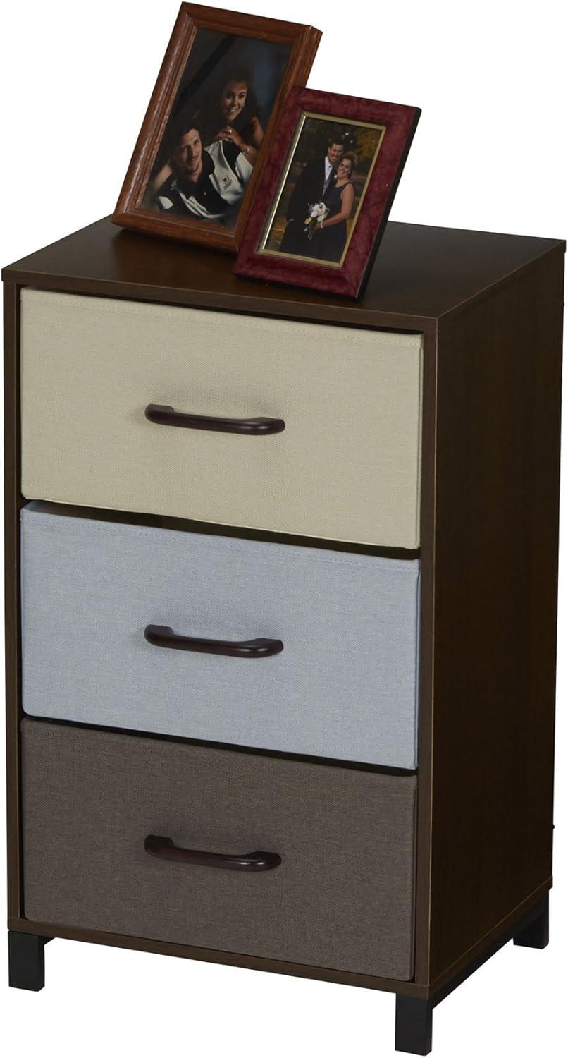 Compact 3-Drawer Earth-Tone Storage Chest with Steel Frame