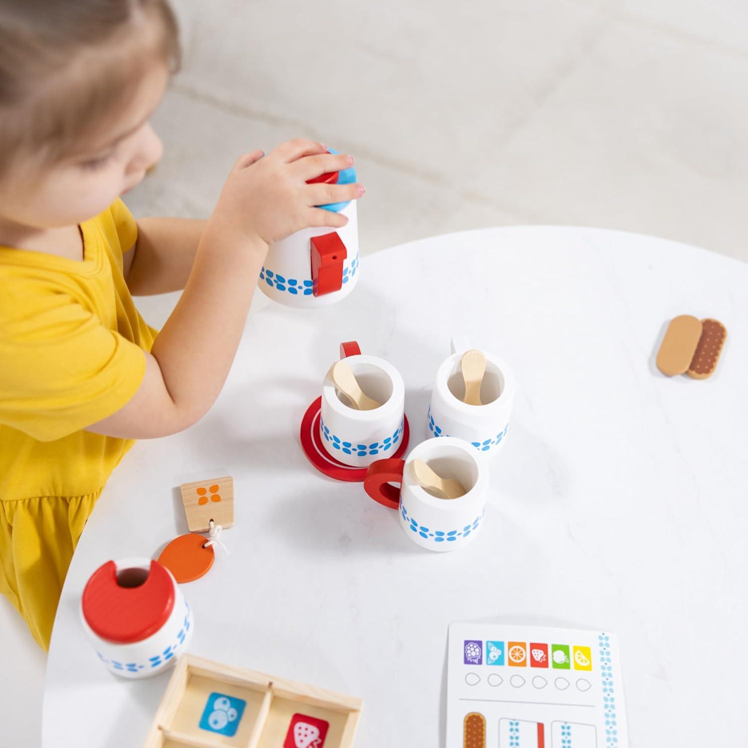 Melissa & Doug 20-Piece Steep and Serve Wooden Tea Set - Play Food and Kitchen Accessories